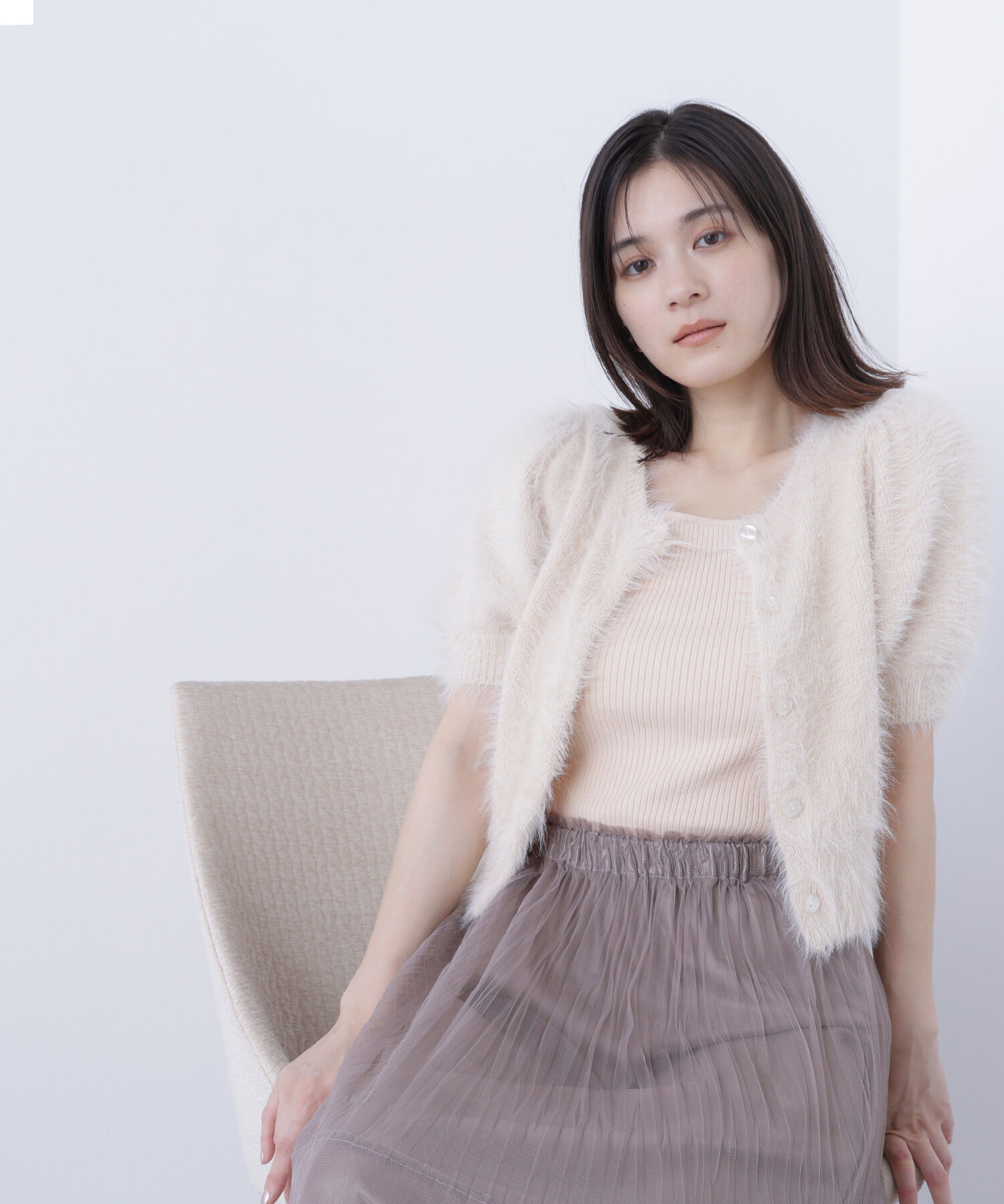  「ハーフスリーブシャギーアンサンブル」|ニット・セーター|