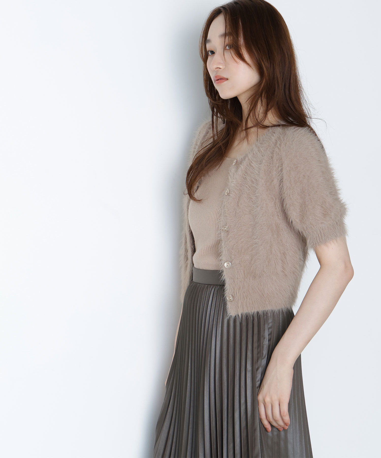  「ハーフスリーブシャギーアンサンブル」|ニット・セーター|