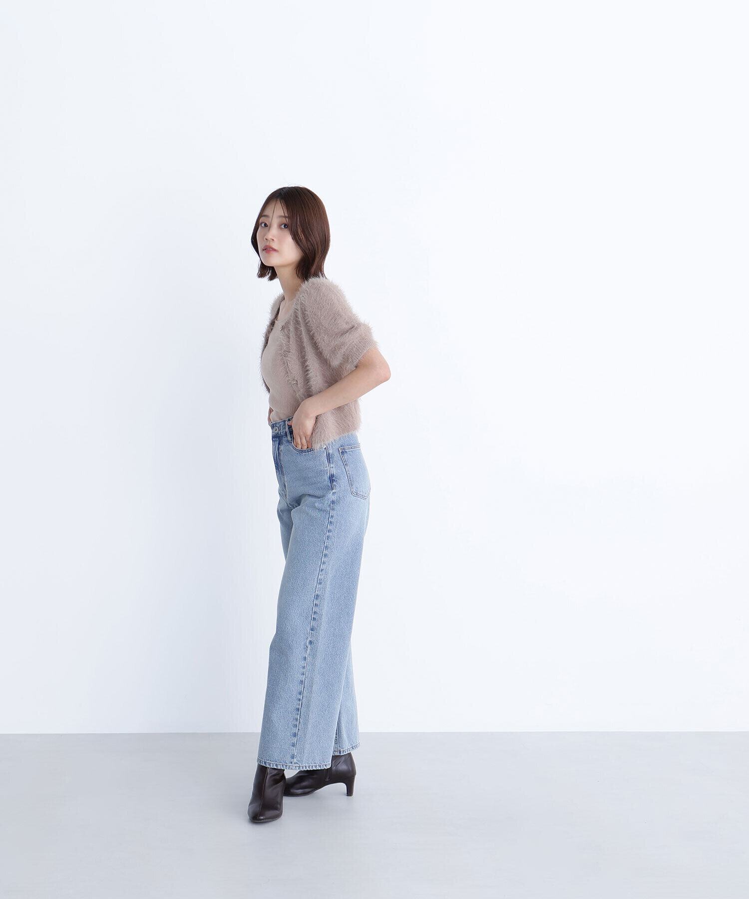  「ハーフスリーブシャギーアンサンブル」|ニット・セーター|