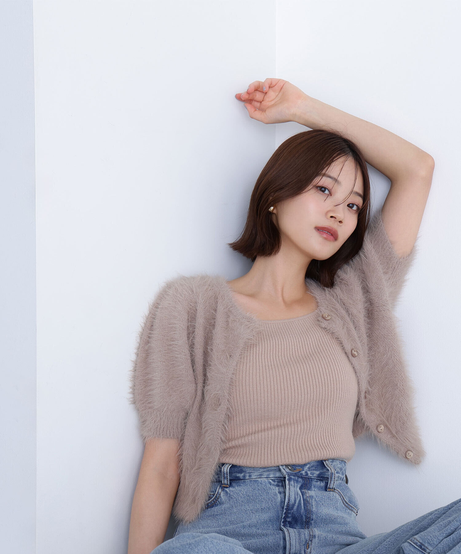  「ハーフスリーブシャギーアンサンブル」|ニット・セーター|