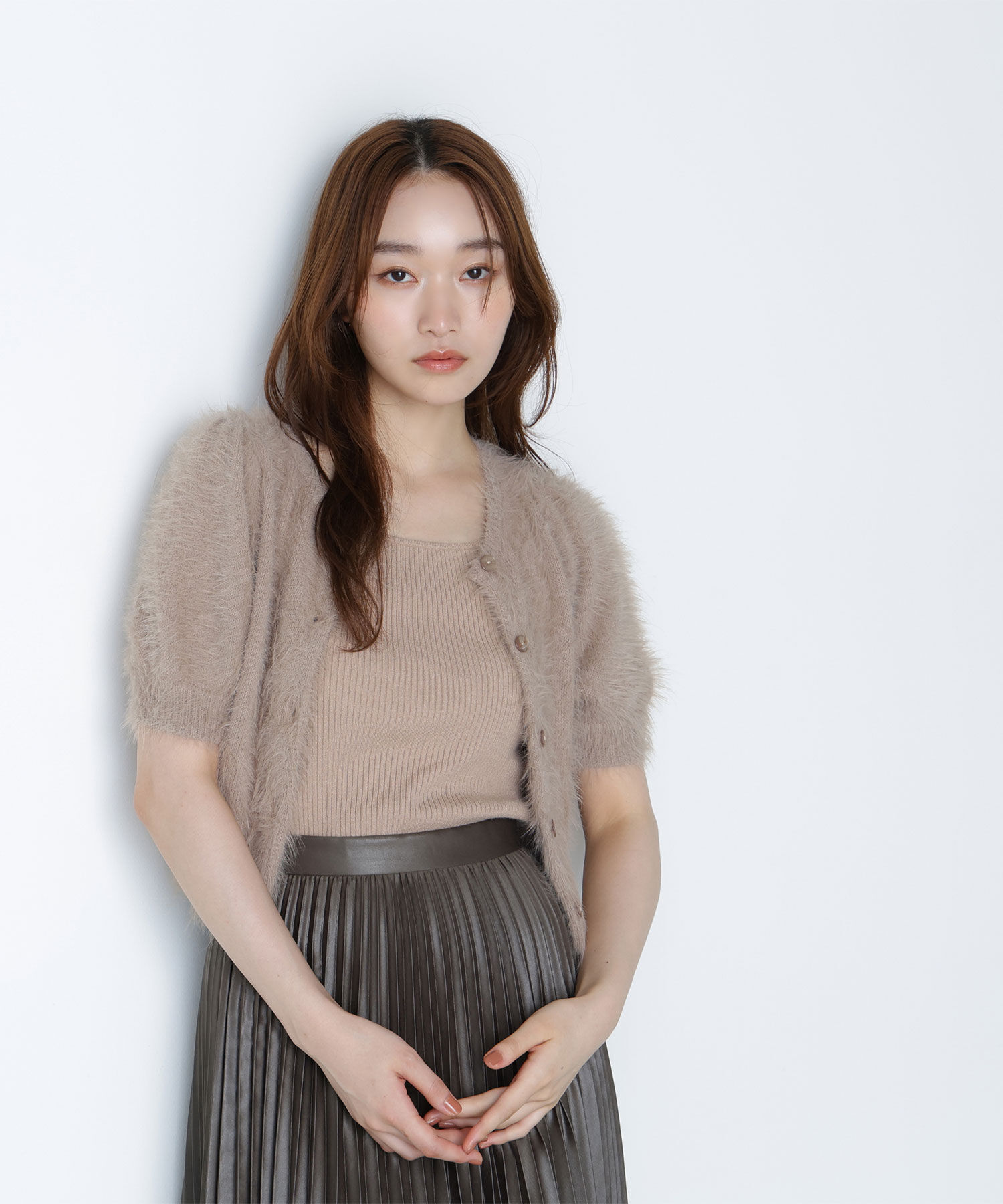  「ハーフスリーブシャギーアンサンブル」|ニット・セーター|