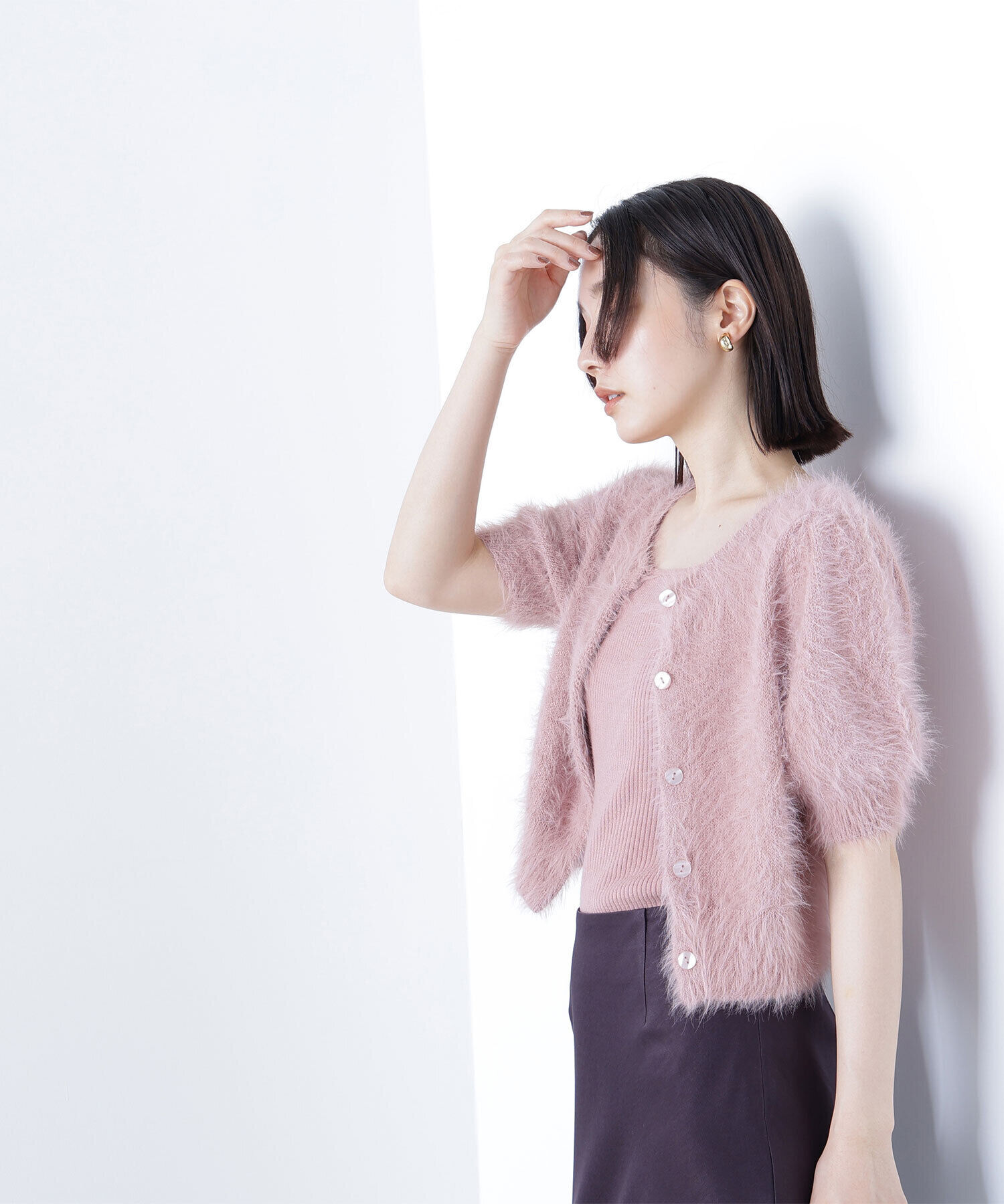  「ハーフスリーブシャギーアンサンブル」|ニット・セーター|