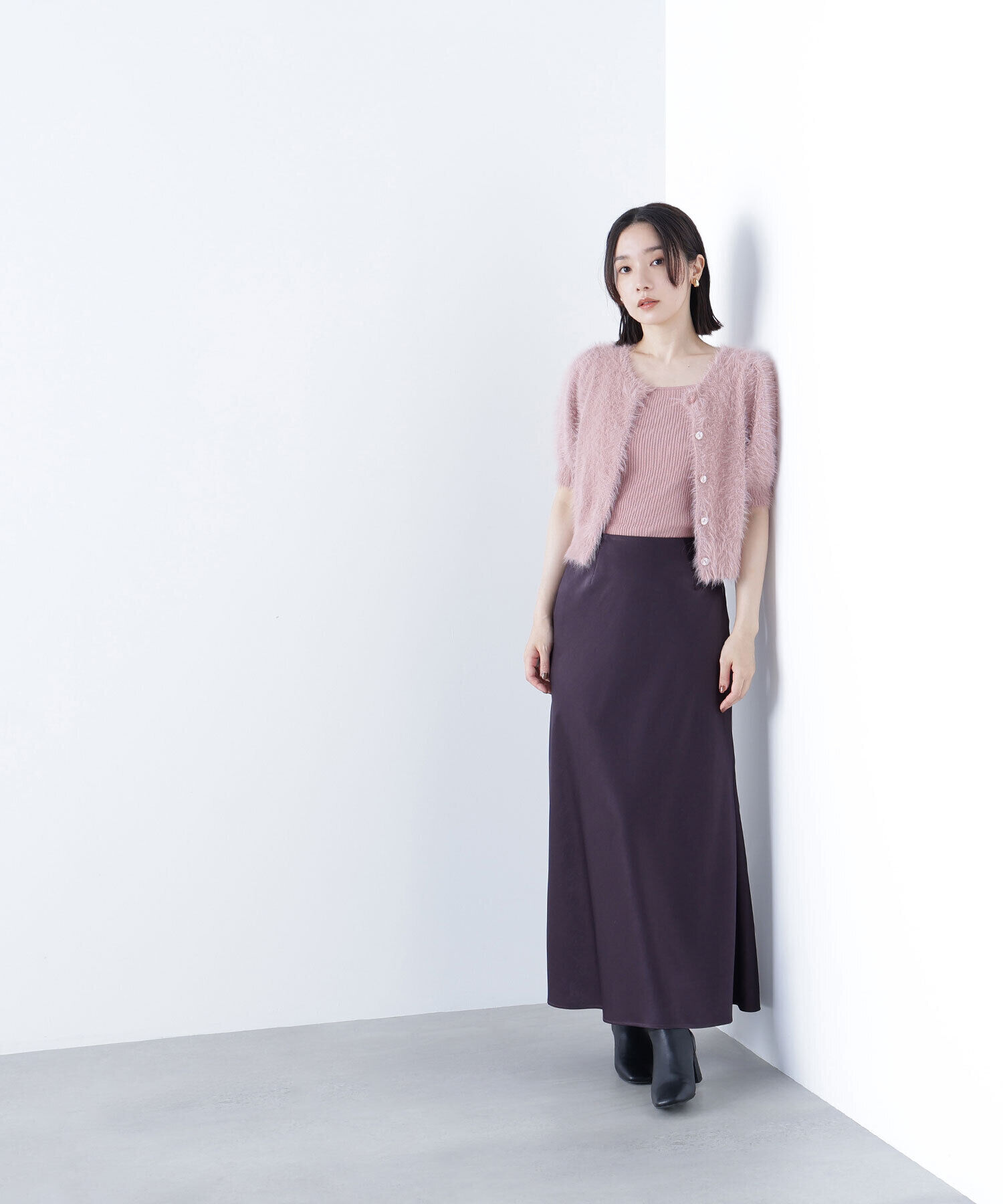  「ハーフスリーブシャギーアンサンブル」|ニット・セーター|