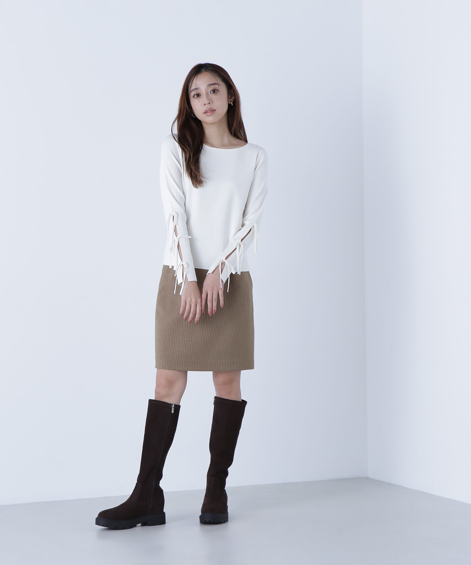  「スリットリボンスリーブニット」|ニット・セーター|