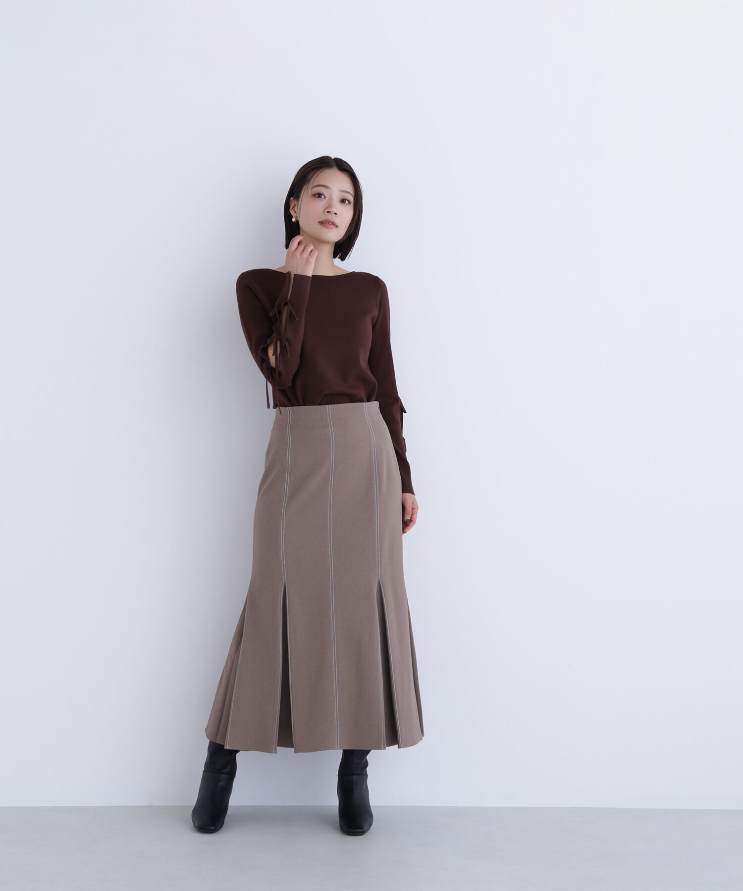  「スリットリボンスリーブニット」|ニット・セーター|