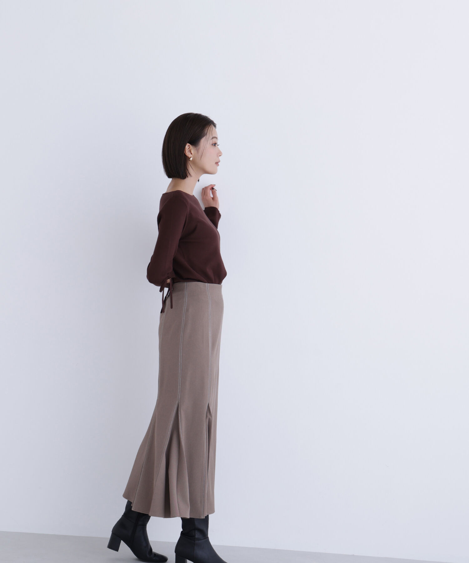  「スリットリボンスリーブニット」|ニット・セーター|