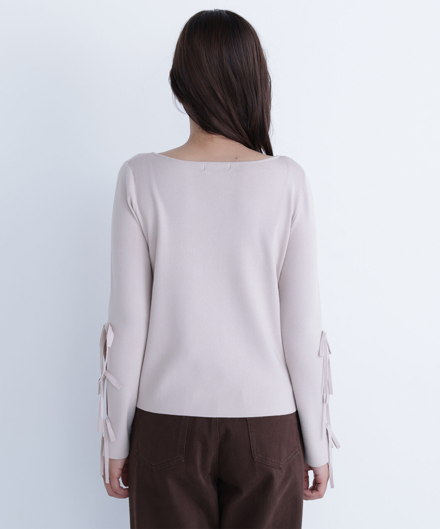  「スリットリボンスリーブニット」|ニット・セーター|