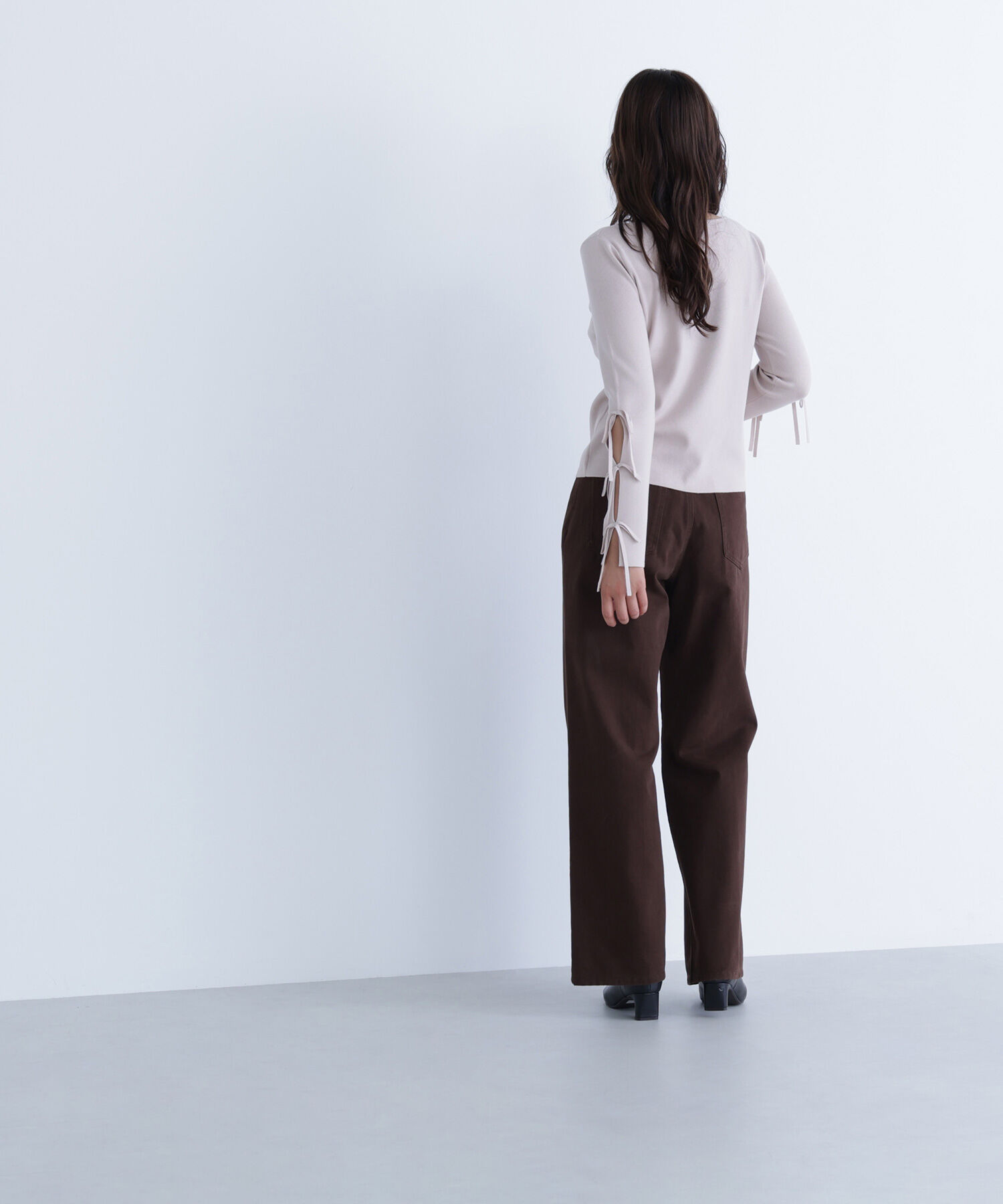  「スリットリボンスリーブニット」|ニット・セーター|