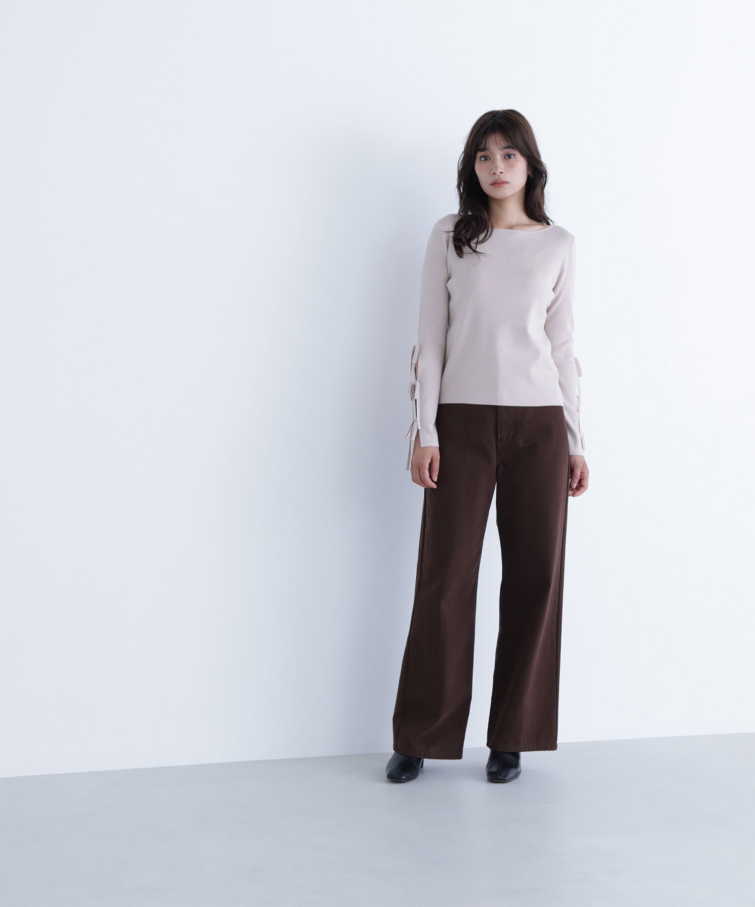  「スリットリボンスリーブニット」|ニット・セーター|