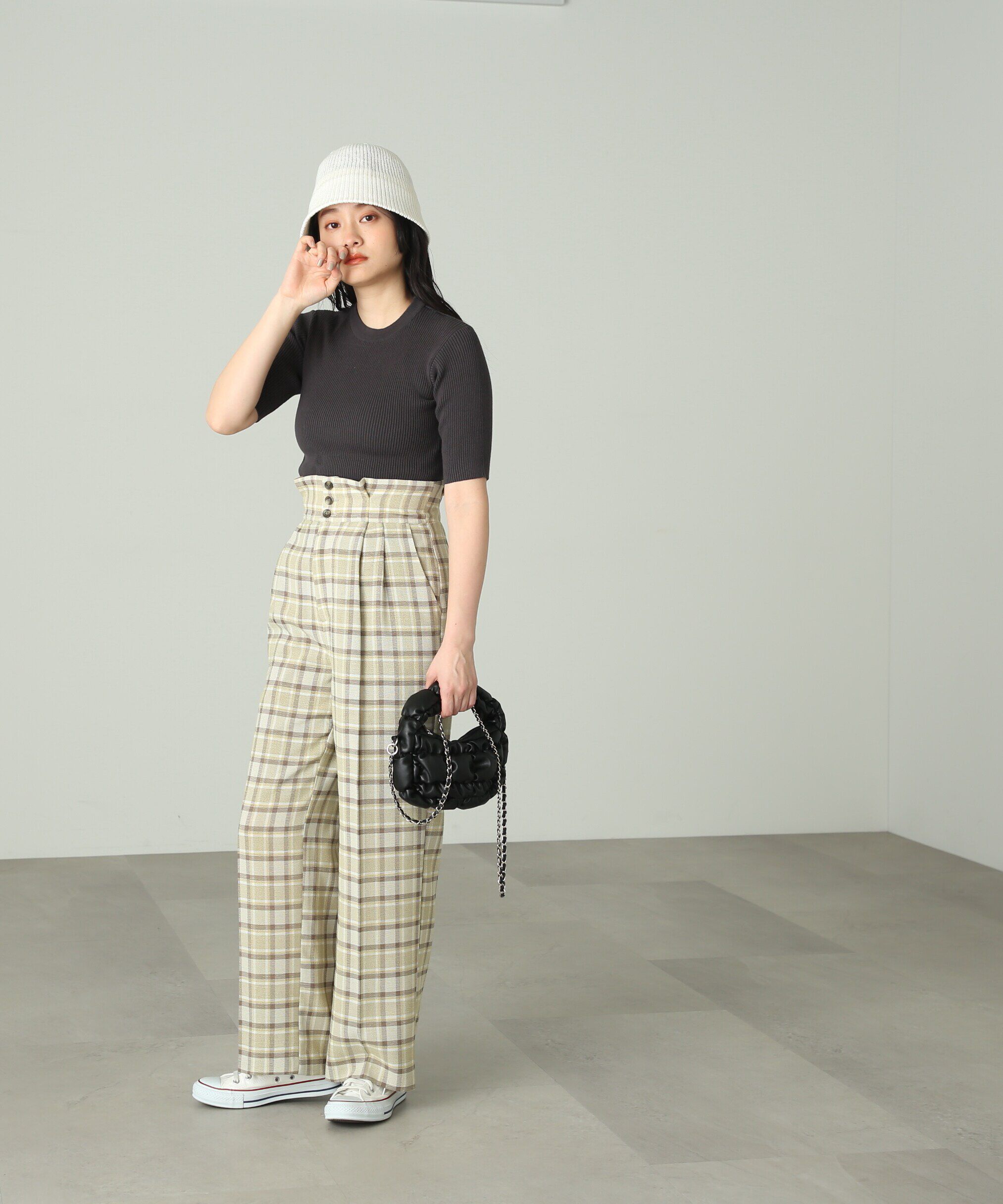  「［洗える］マシンウォッシャブルオーガニックコットン半袖ニット」|ニット・セーター|