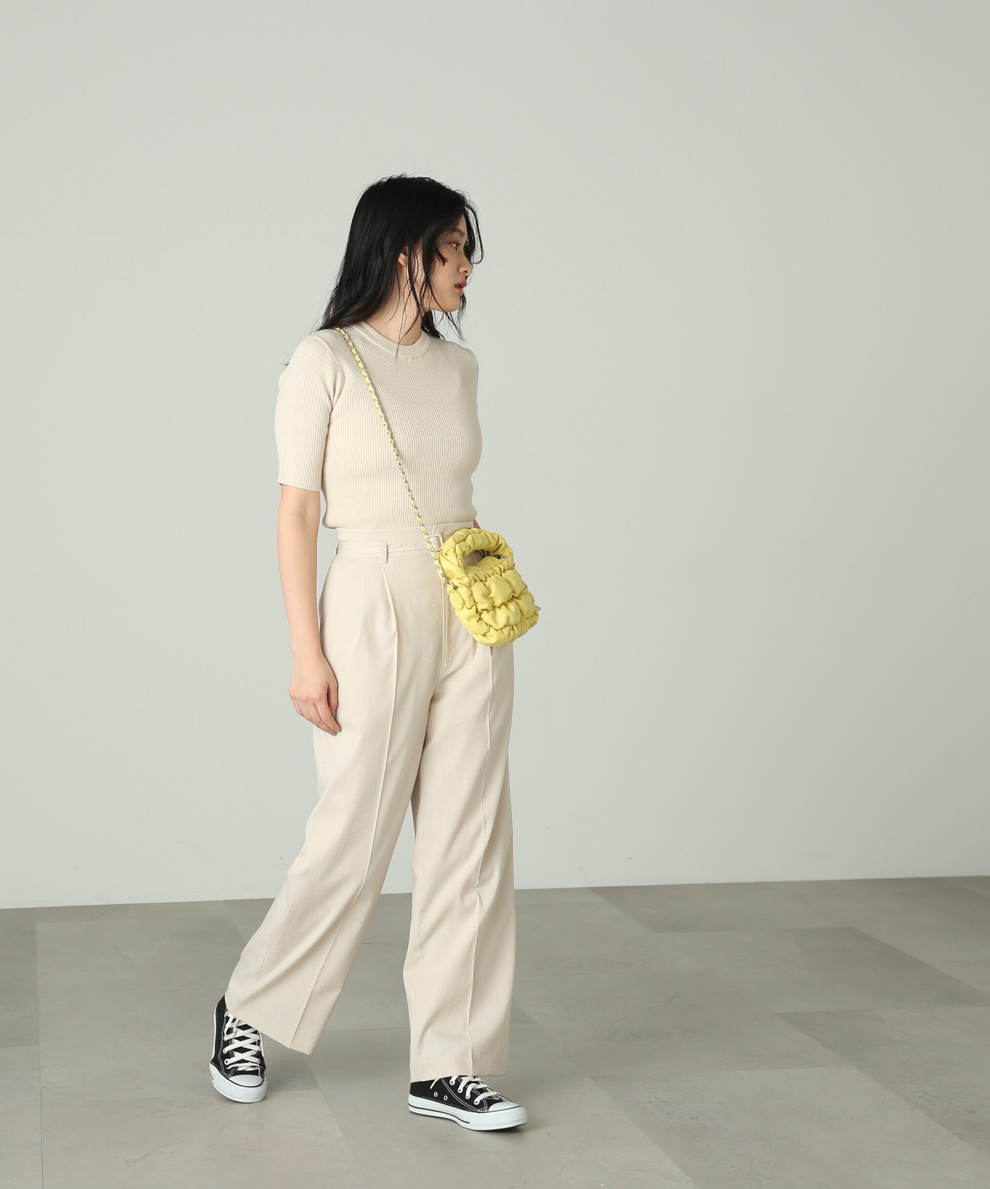  「［洗える］マシンウォッシャブルオーガニックコットン半袖ニット」|ニット・セーター|