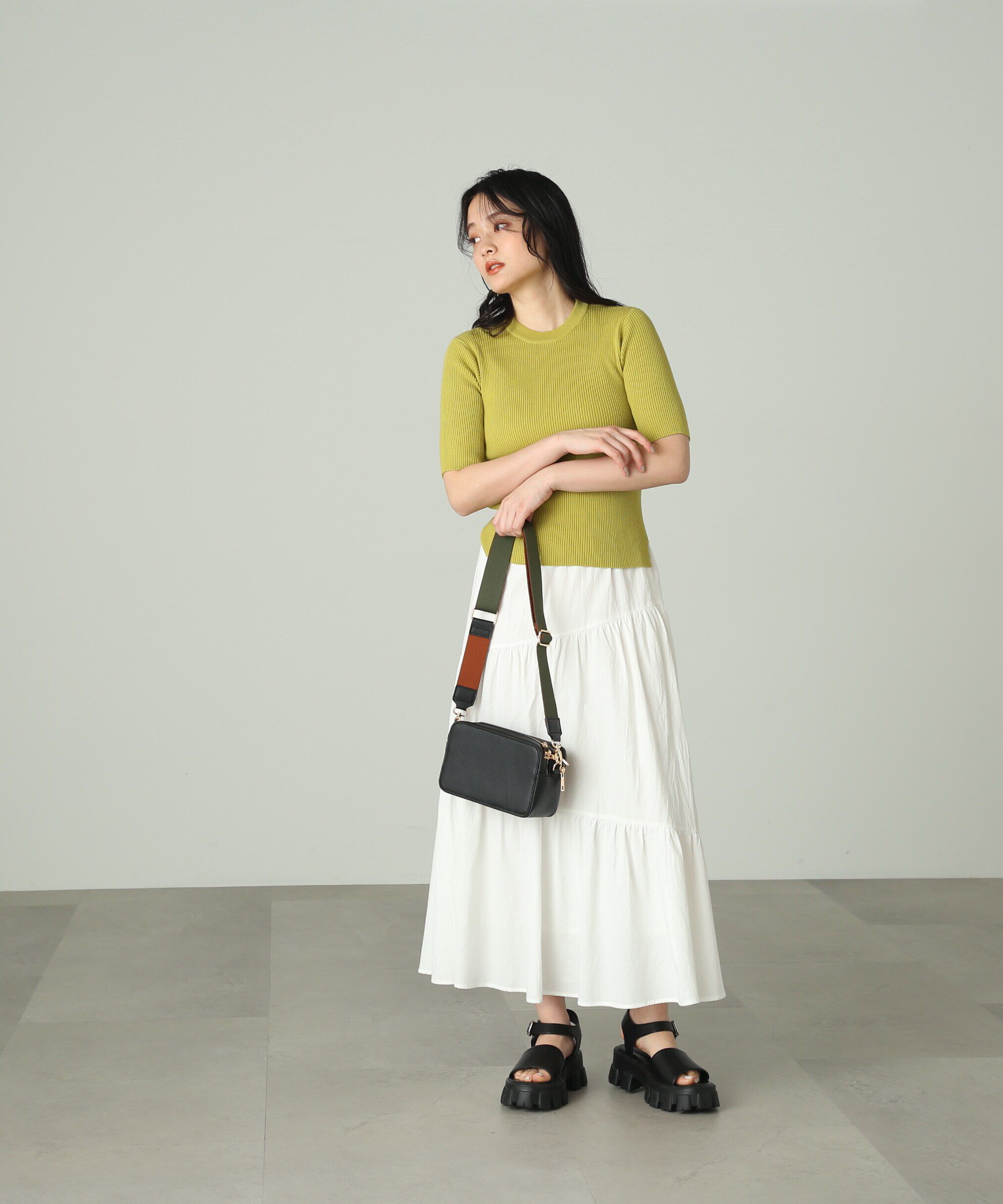  「［洗える］マシンウォッシャブルオーガニックコットン半袖ニット」|ニット・セーター|