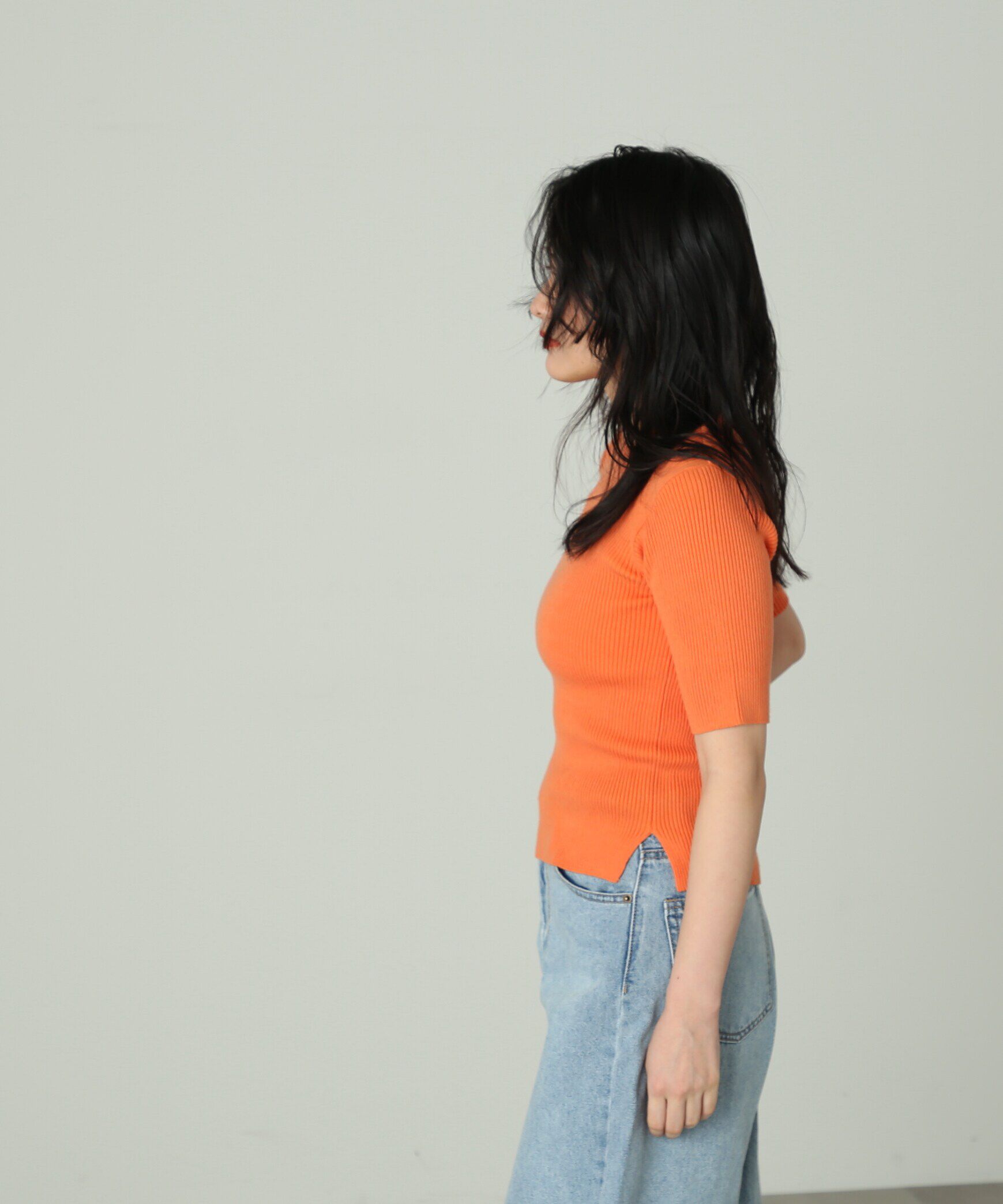  「［洗える］マシンウォッシャブルオーガニックコットン半袖ニット」|ニット・セーター|