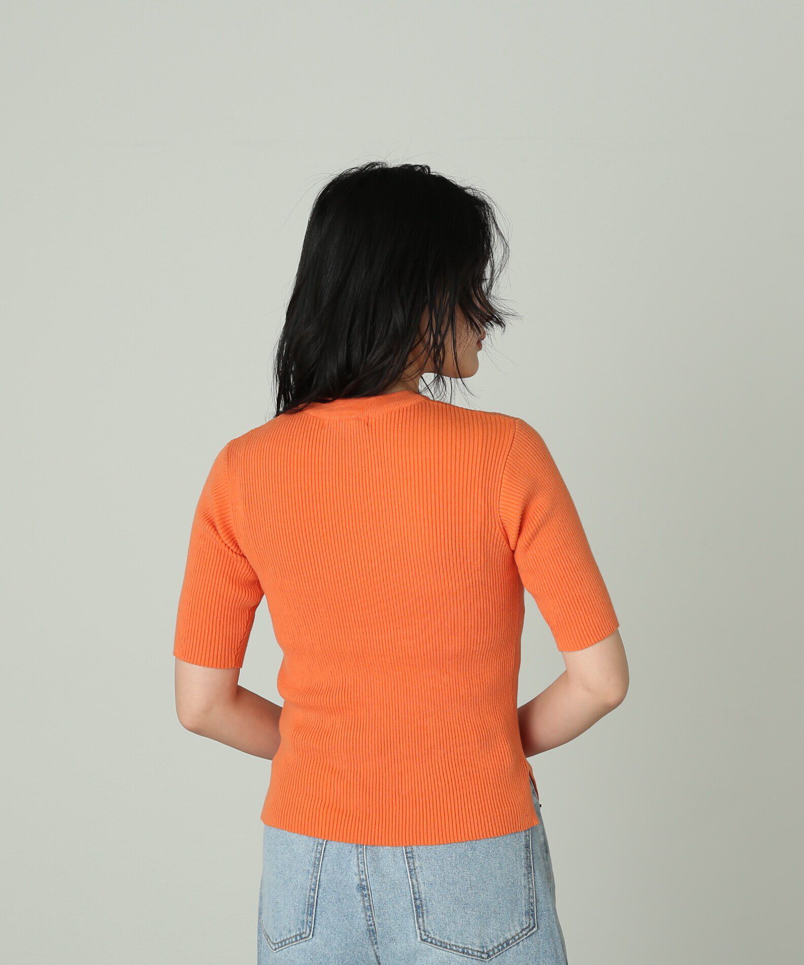  「［洗える］マシンウォッシャブルオーガニックコットン半袖ニット」|ニット・セーター|