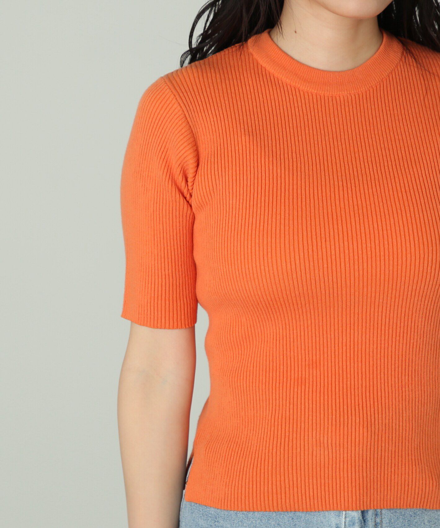  「［洗える］マシンウォッシャブルオーガニックコットン半袖ニット」|ニット・セーター|