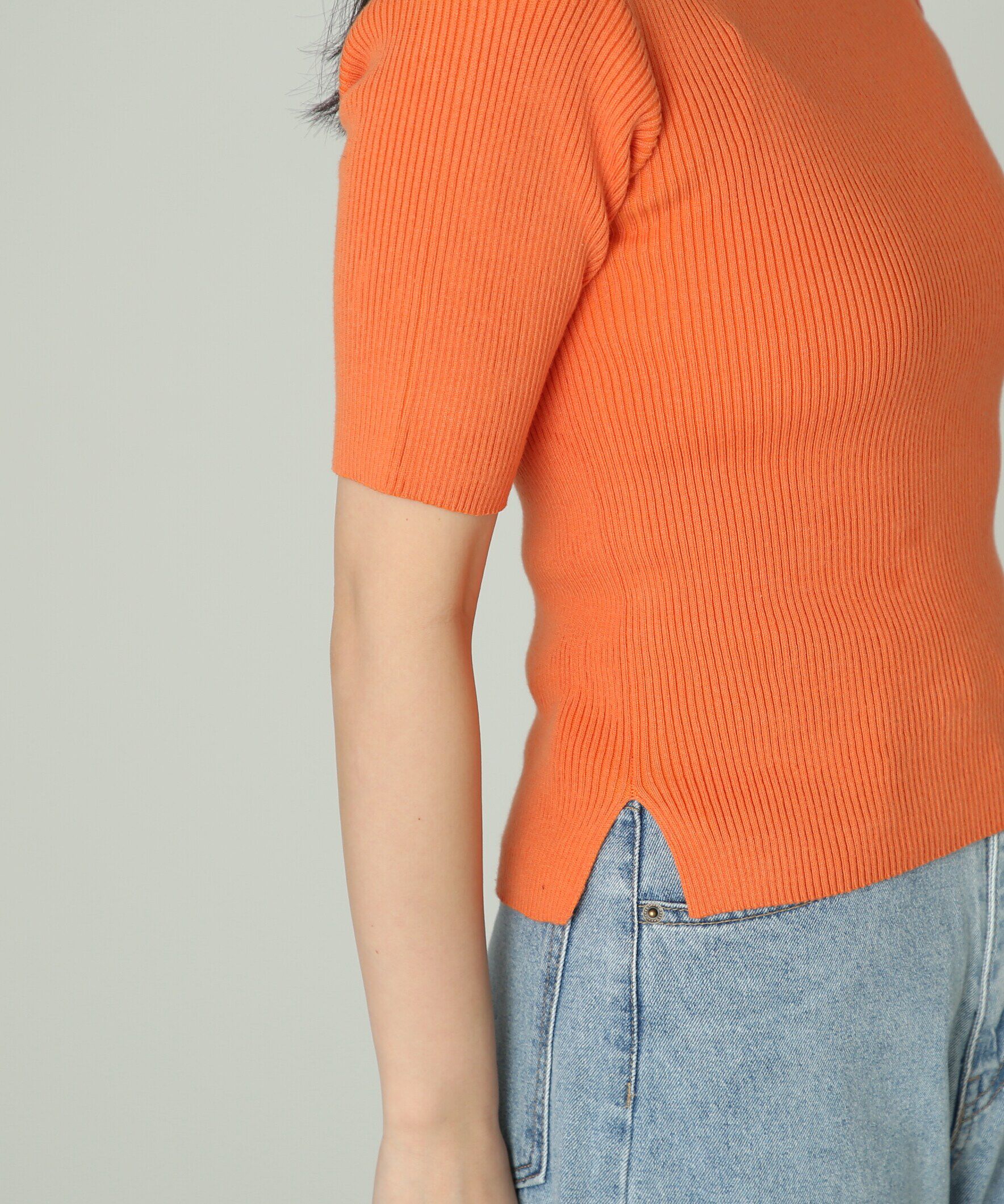  「［洗える］マシンウォッシャブルオーガニックコットン半袖ニット」|ニット・セーター|