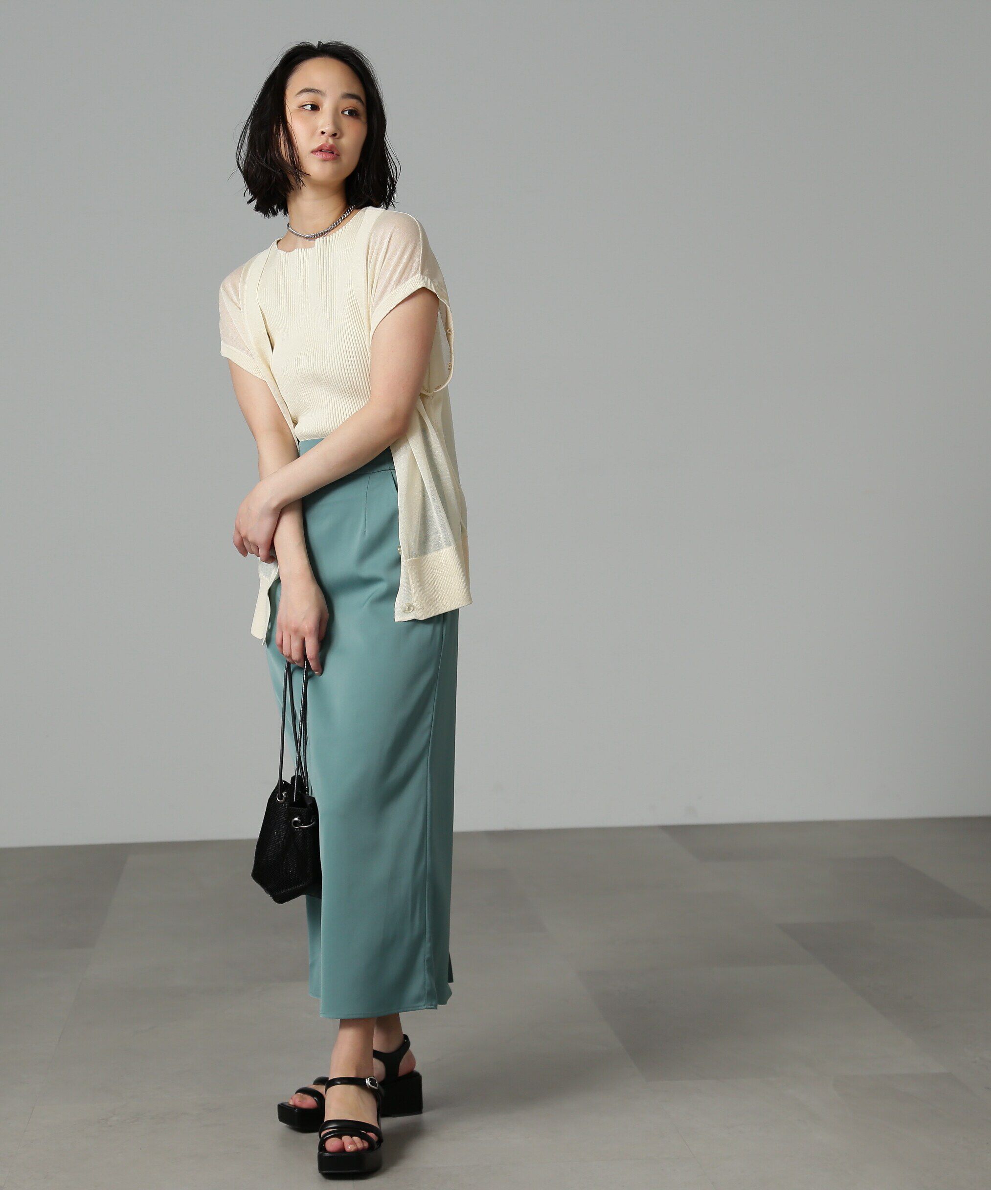  「ハイウエストナロースカート」|スカート|