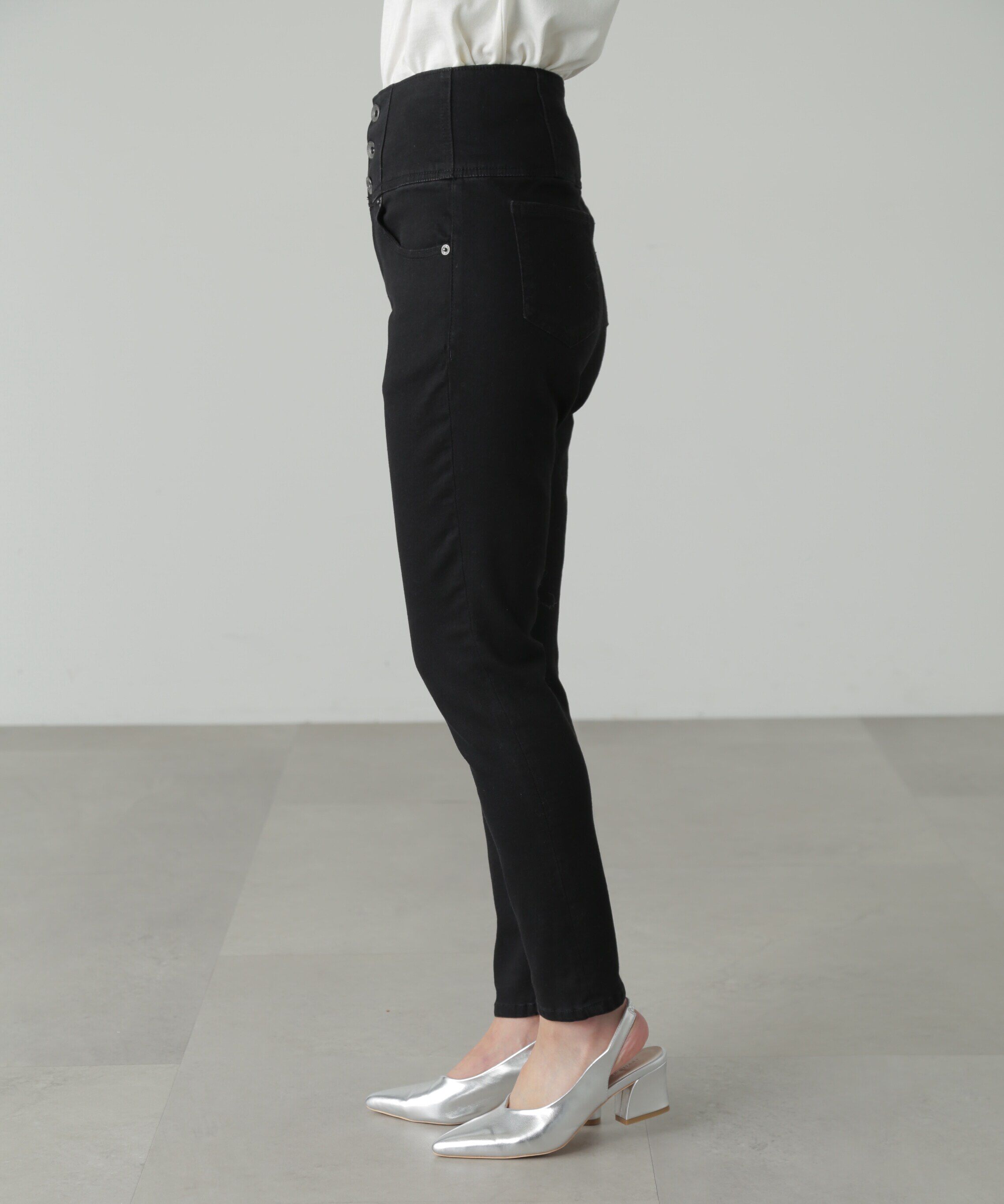  「ハイウエストボタンフライスキニーデニムパンツ」|その他|
