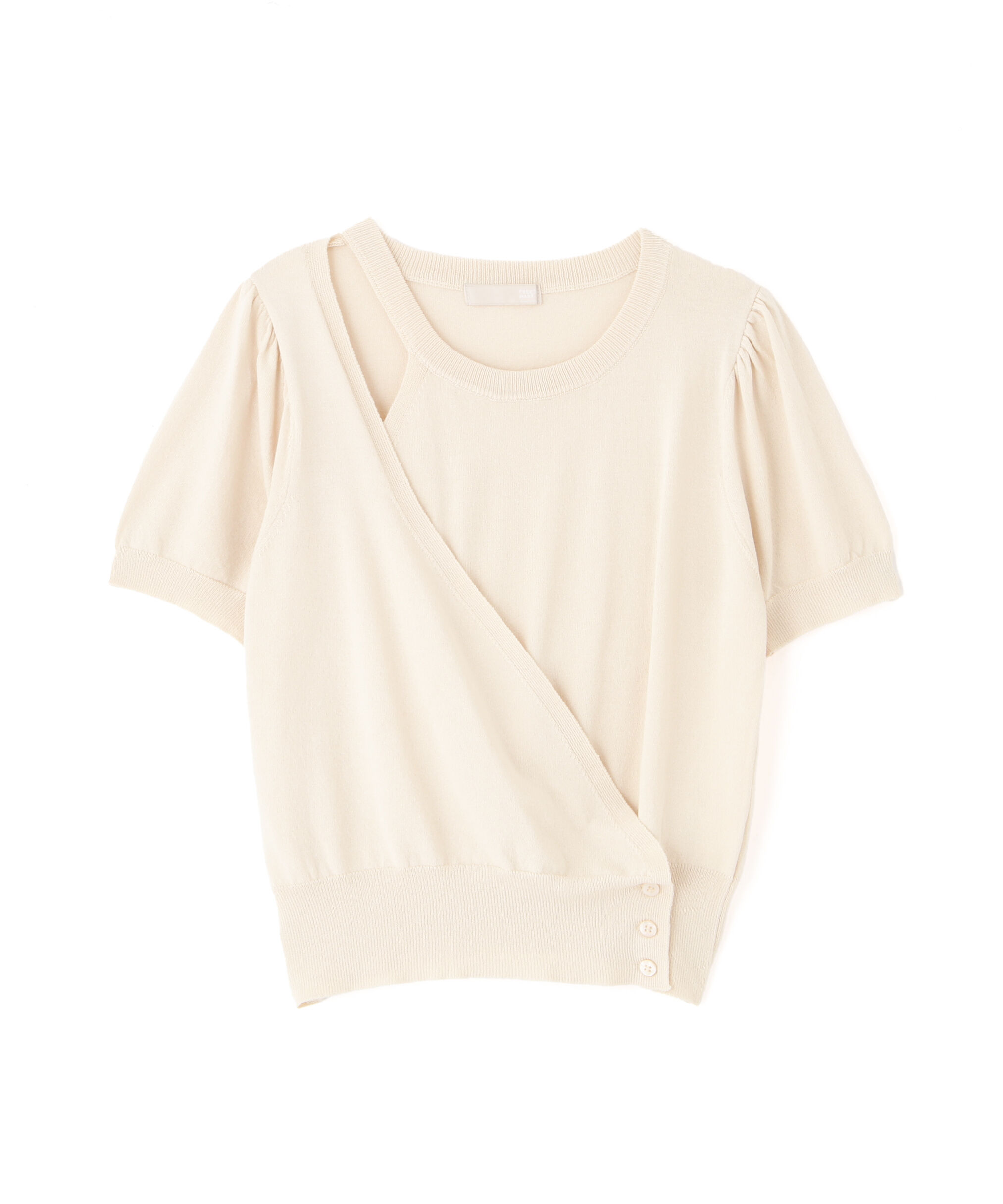  「キャミレイヤードカシュクール半袖ニット」|ニット・セーター|