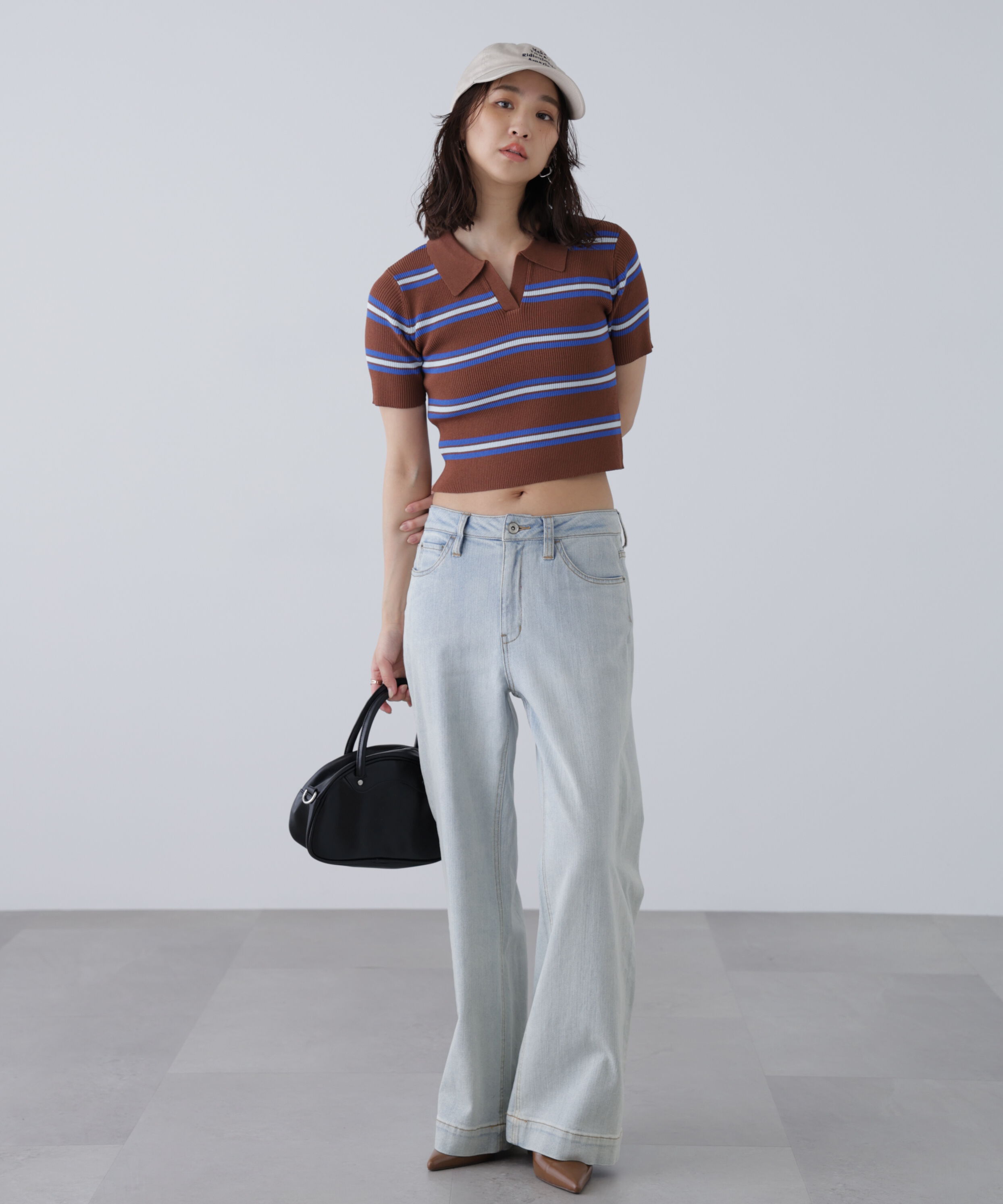  「マルチボーダースキッパーリブニット」|ニット・セーター|