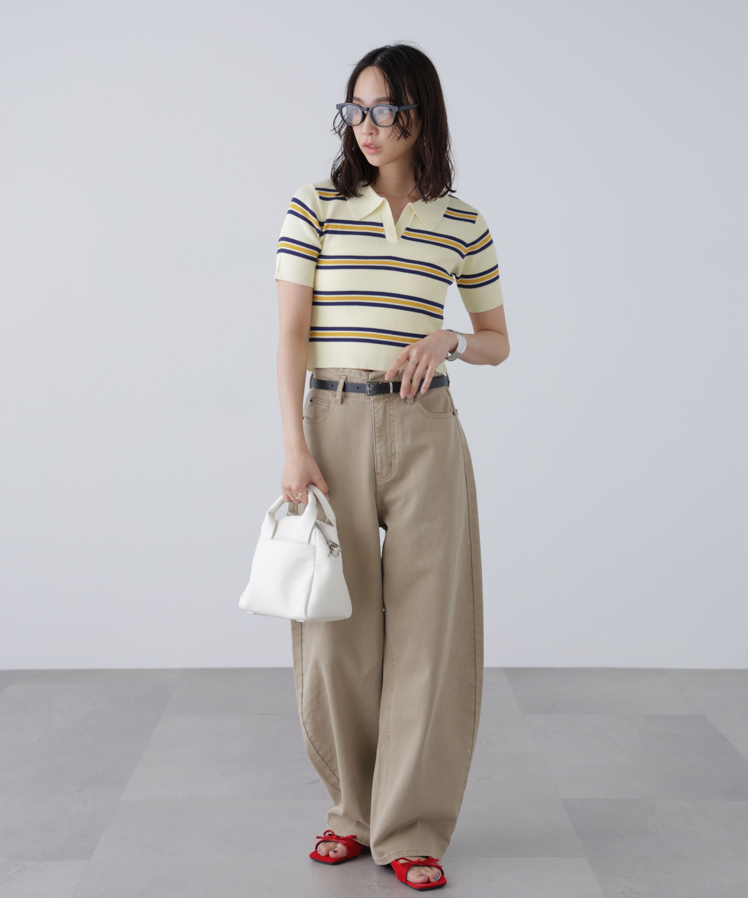  「マルチボーダースキッパーリブニット」|ニット・セーター|