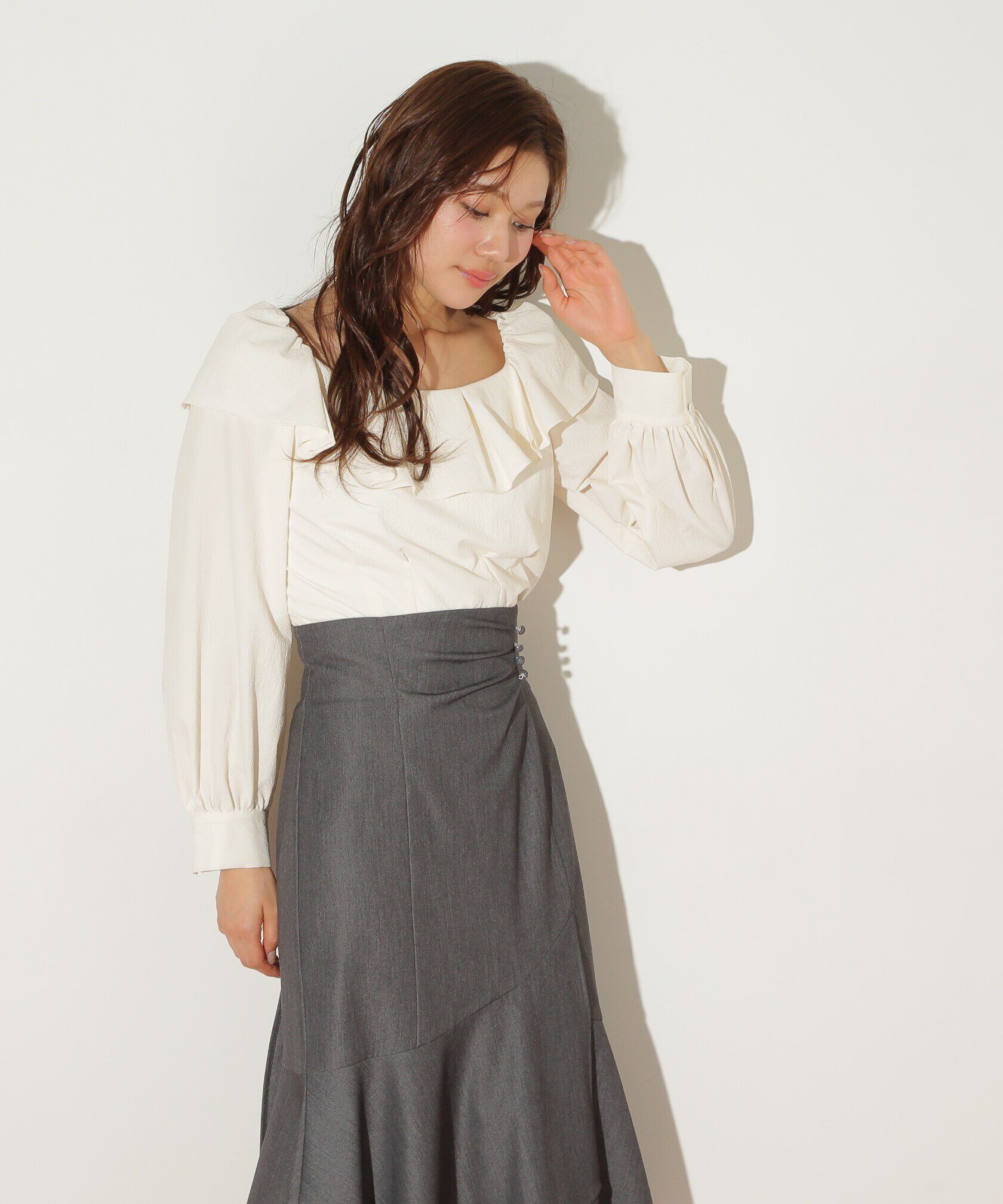  「タックフリルオフショルブラウス」|シャツ・ブラウス|