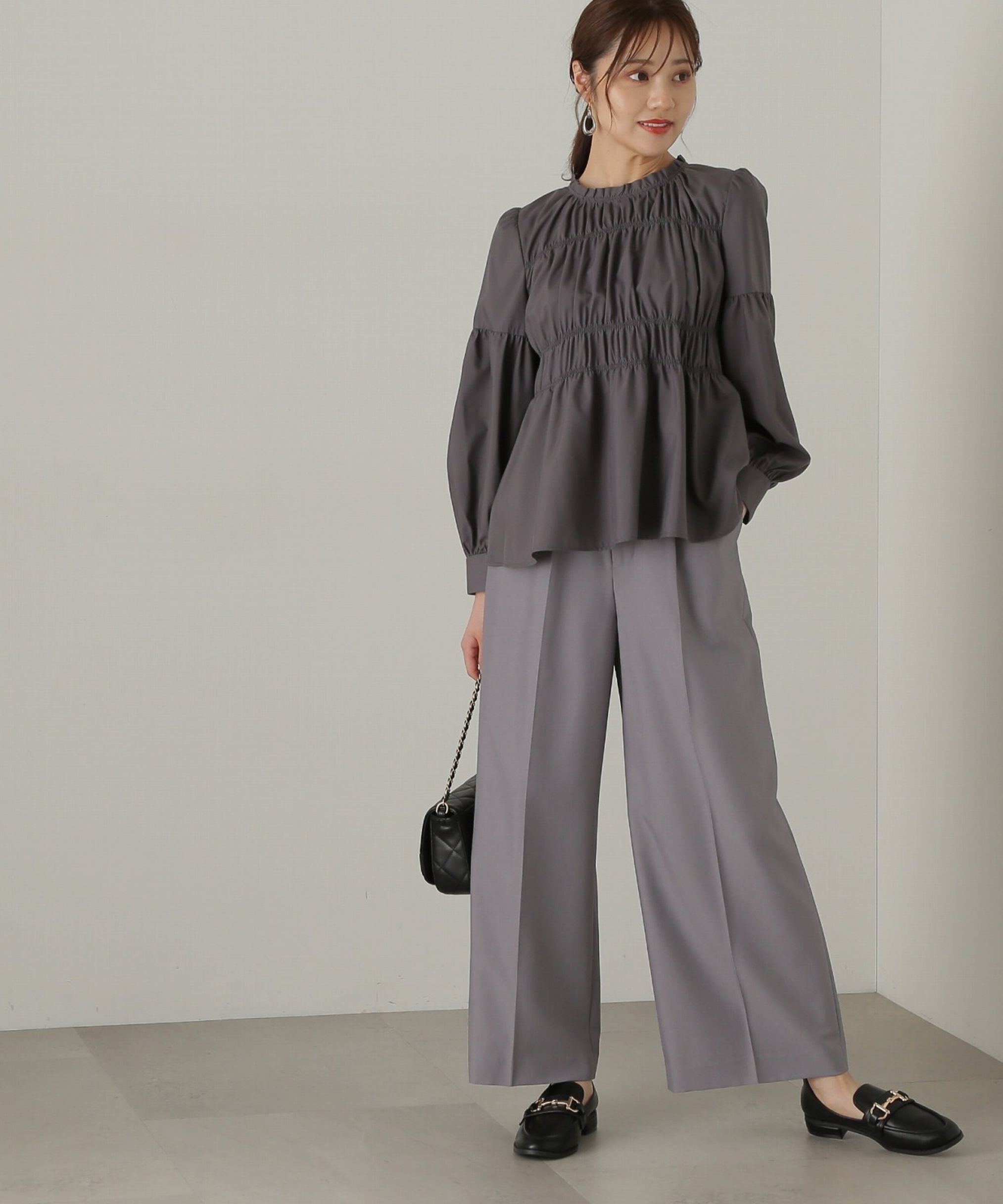 PROPORTION BODY DRESSING「シャーリングチュニックブラウス24AW」|シャツ・ブラウス|