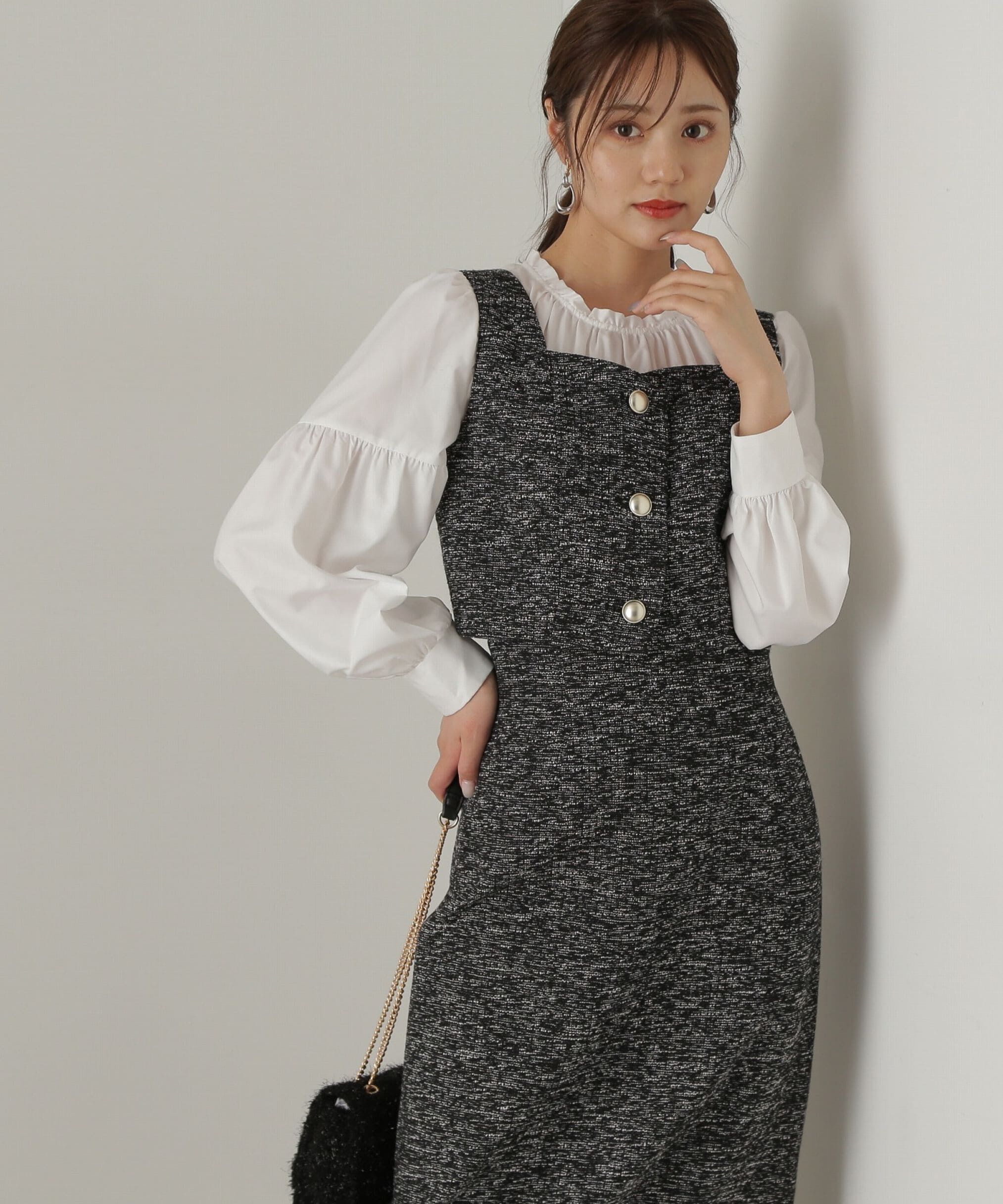 PROPORTION BODY DRESSING「シャーリングチュニックブラウス24AW」|シャツ・ブラウス|ホワイト