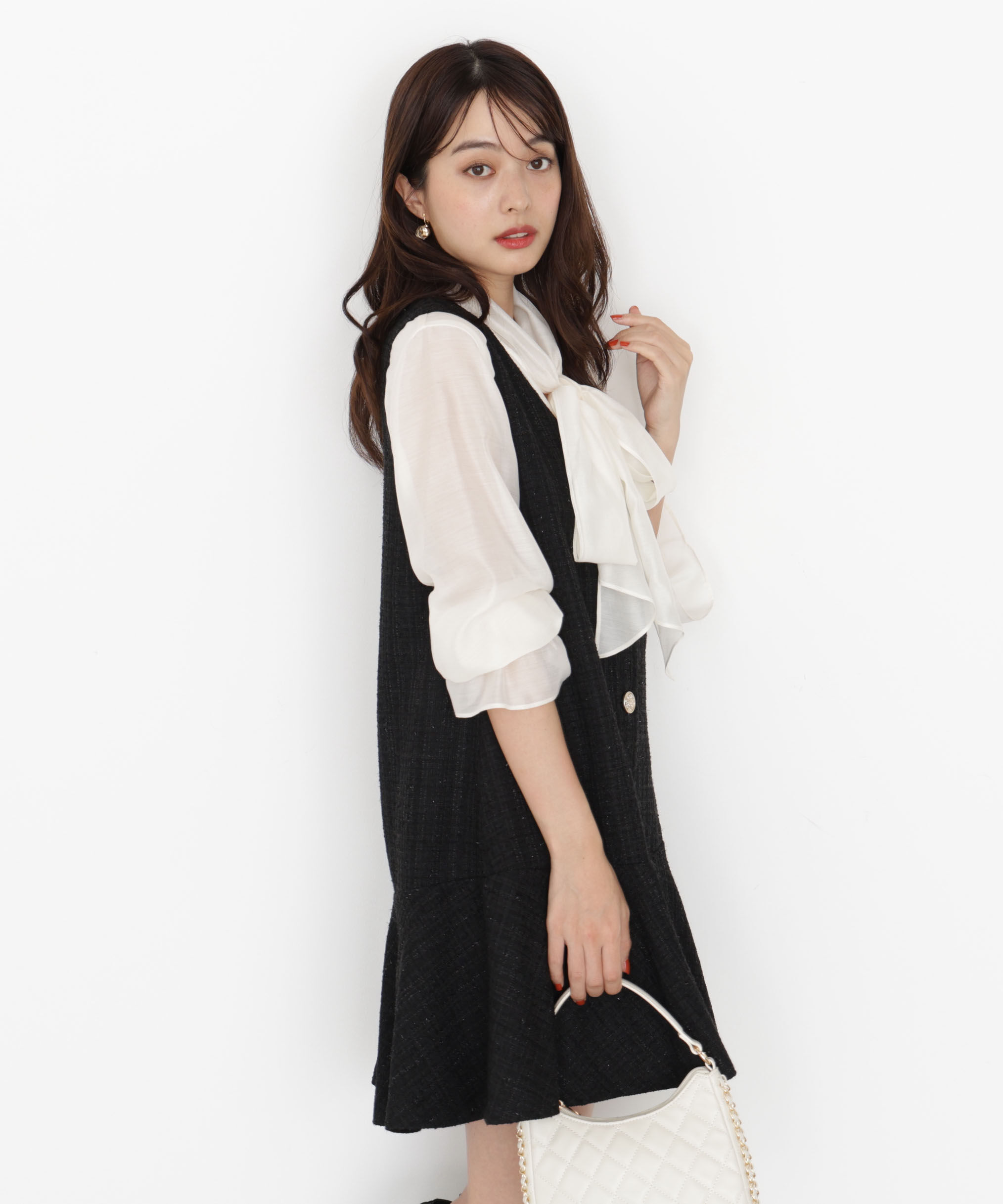 【新品未使用】ラメ釦ツイードミニジャンスカ　Sサイズ ラメ釦ツイードミニジャンスカ 25AW（PROPORTION BODY DRESSING