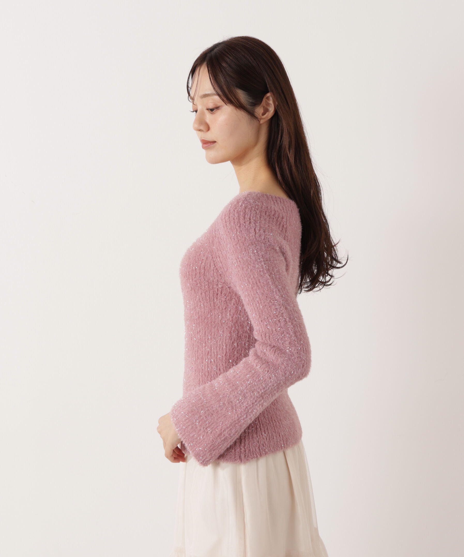 PROPORTION BODY DRESSING「ラメフェザーボートネックニット 26SS」|ニット・セーター|