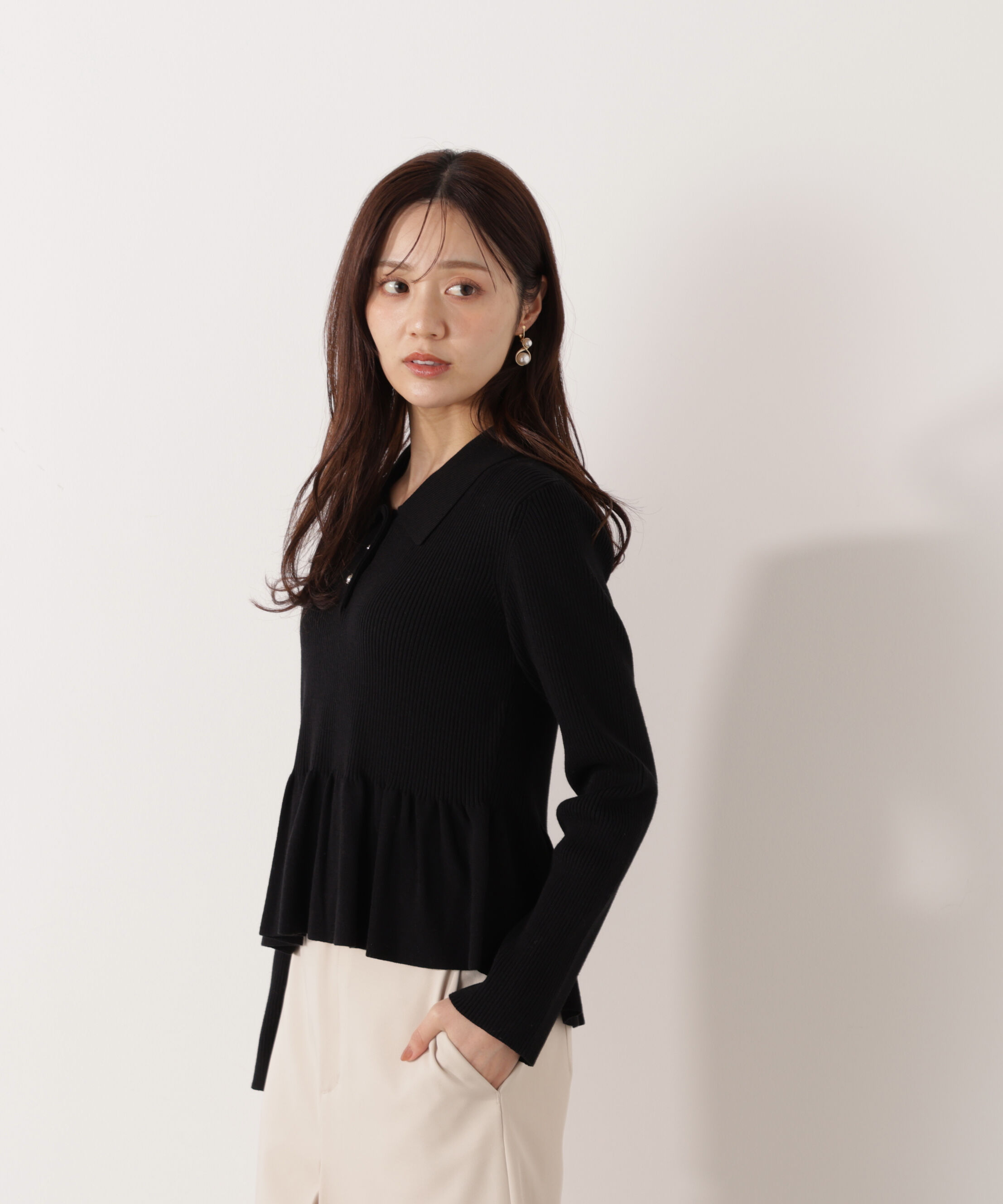 PROPORTION BODY DRESSING「＜ハンドウォッシャブル＞ペプラムポロニット 26SS」|ニット・セーター|