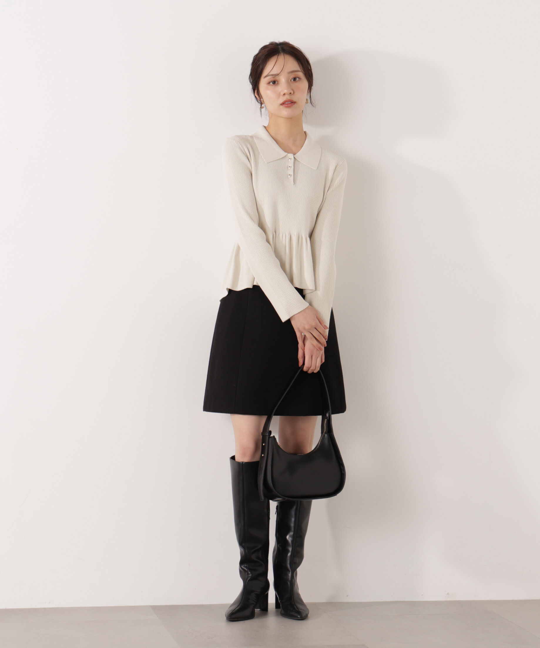 PROPORTION BODY DRESSING「＜ハンドウォッシャブル＞ペプラムポロニット 26SS」|ニット・セーター|