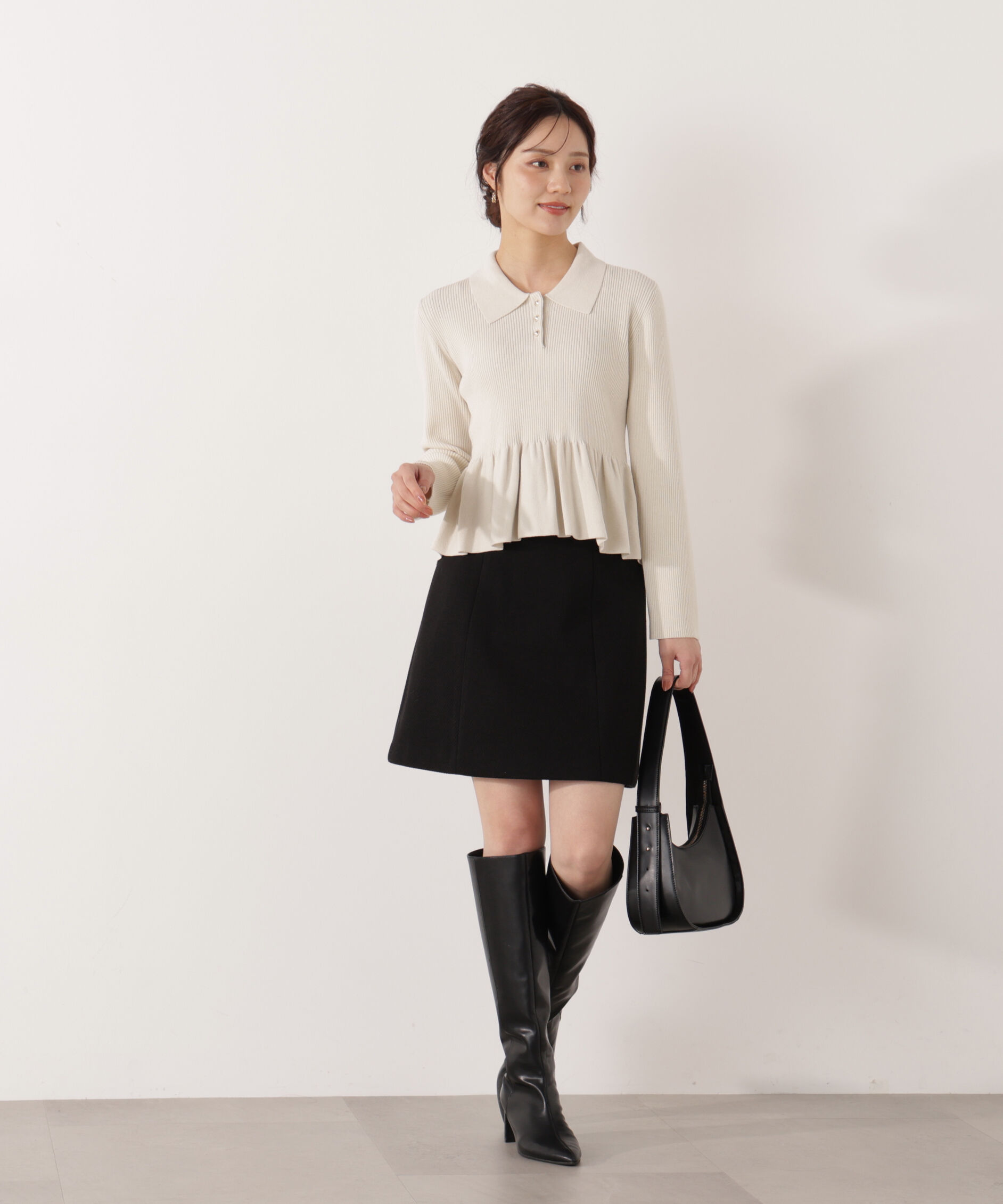 PROPORTION BODY DRESSING「＜ハンドウォッシャブル＞ペプラムポロニット 26SS」|ニット・セーター|