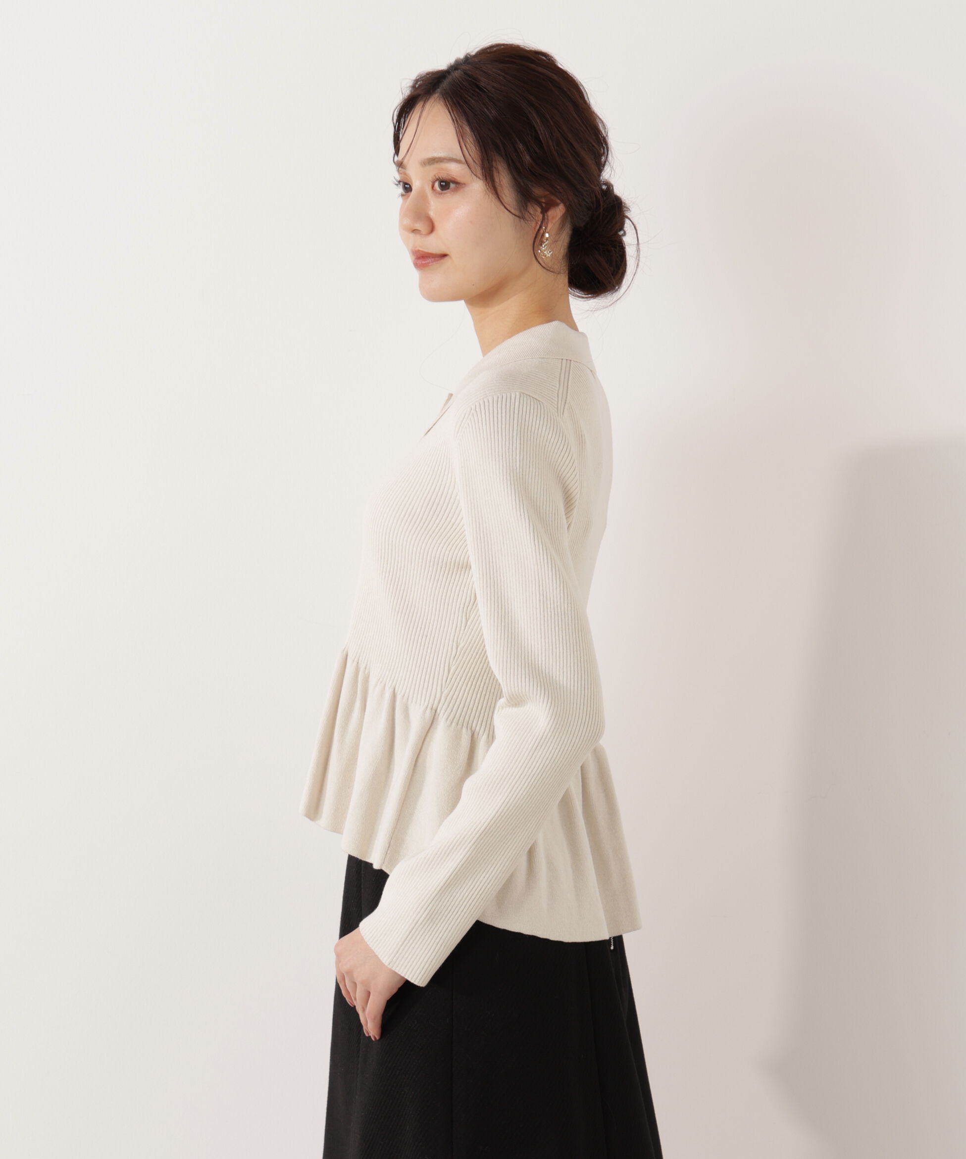 PROPORTION BODY DRESSING「＜ハンドウォッシャブル＞ペプラムポロニット 26SS」|ニット・セーター|