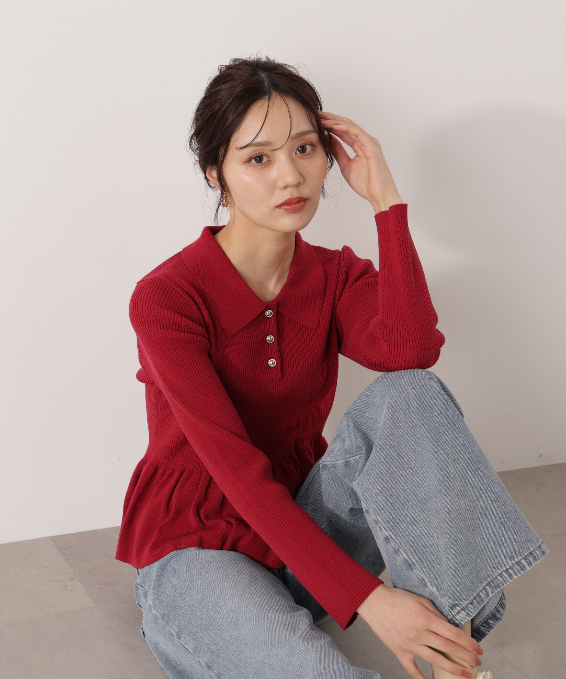 PROPORTION BODY DRESSING「＜ハンドウォッシャブル＞ペプラムポロニット 26SS」|ニット・セーター|