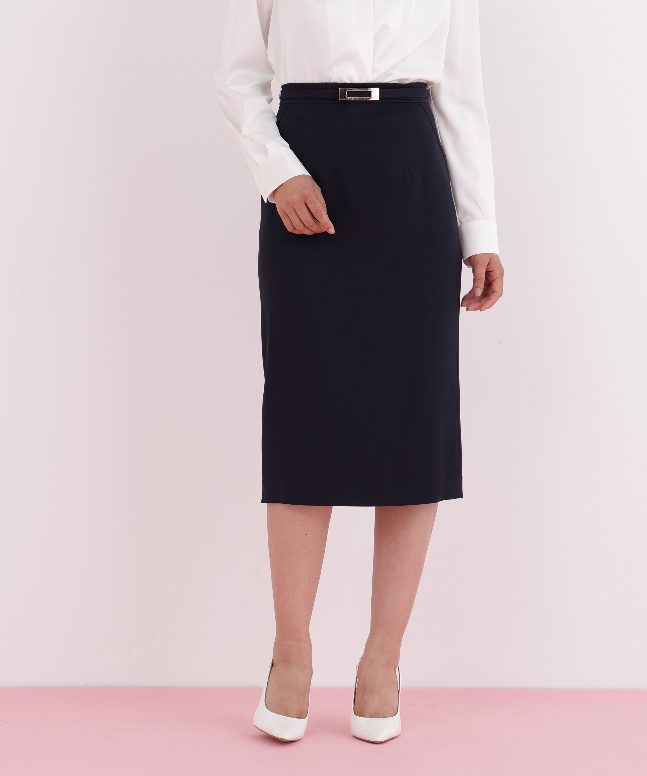  「ハイツイストスカート」|スカート|ネイビー