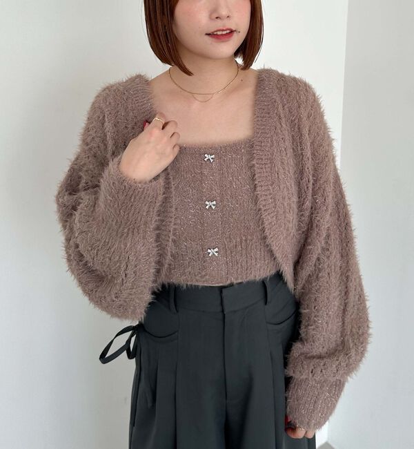 archives「ガラスフェザーニットボレロアンサンブル」|カーディガン|PINK BEIGE