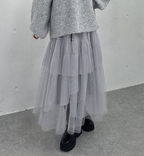 archives「ランダムフリルチュールティアードスカート」|スカート|GRAY