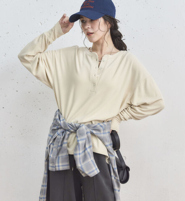 Doux archives「ソフトヘンリーネックプルオーバー」|Tシャツ・カットソー|IVORY