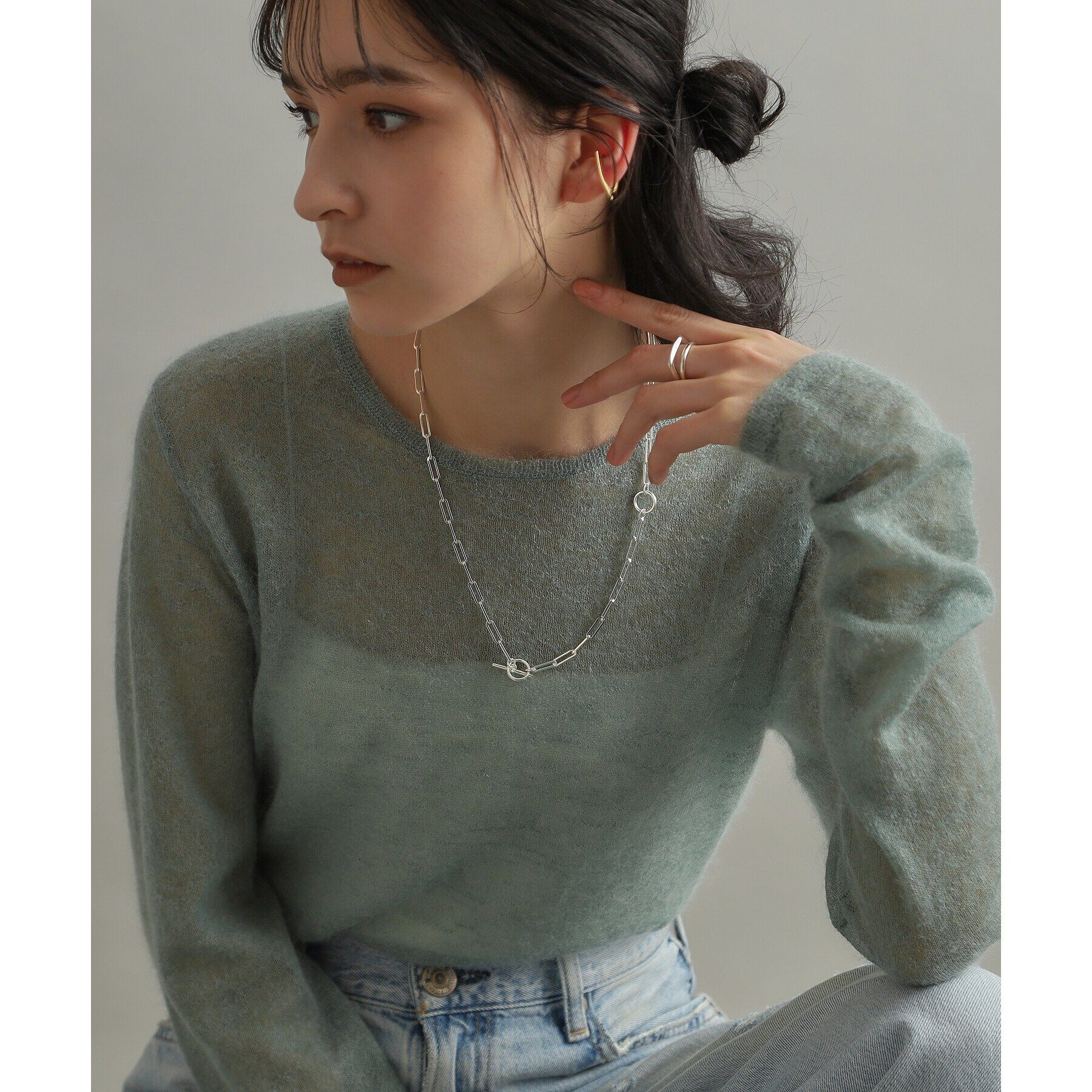 COCOSHNIK ONKITSCH「シルバー ソリッドイヤーカフ フラットアーク GP」|イヤリング|