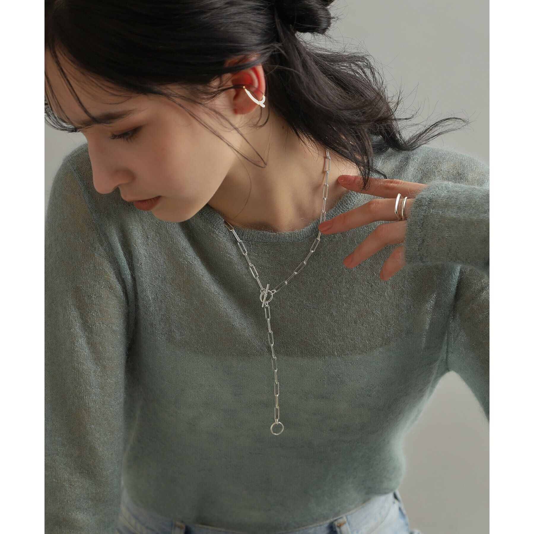 COCOSHNIK ONKITSCH「シルバー ソリッドイヤーカフ フラットアーク GP」|イヤリング|