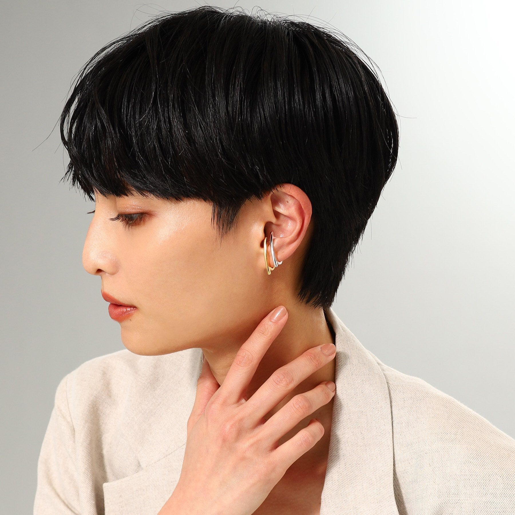 COCOSHNIK ONKITSCH「シルバー ソリッドイヤーカフ フラットアーク GP」|イヤリング|