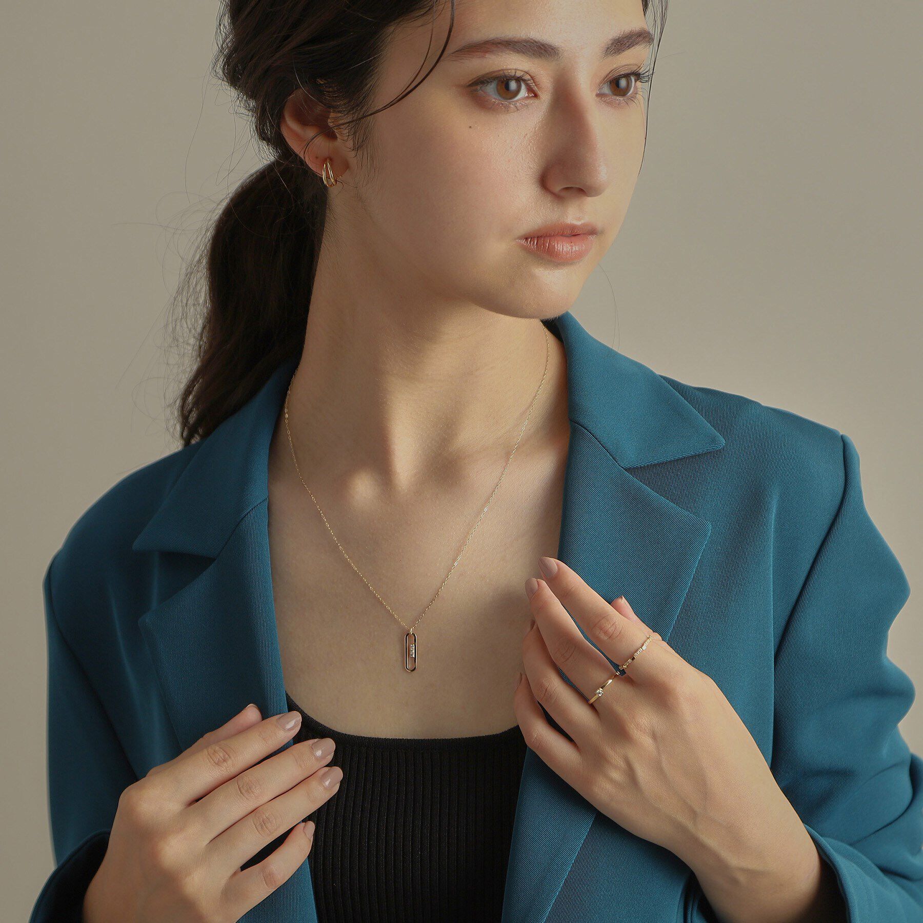 COCOSHNIK「K10ダイヤモンド トラックフレーム ネックレス」|ネックレス|