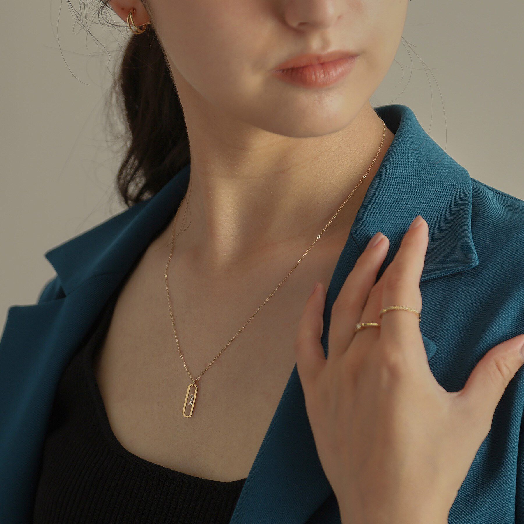 COCOSHNIK「K10ダイヤモンド トラックフレーム ネックレス」|ネックレス|