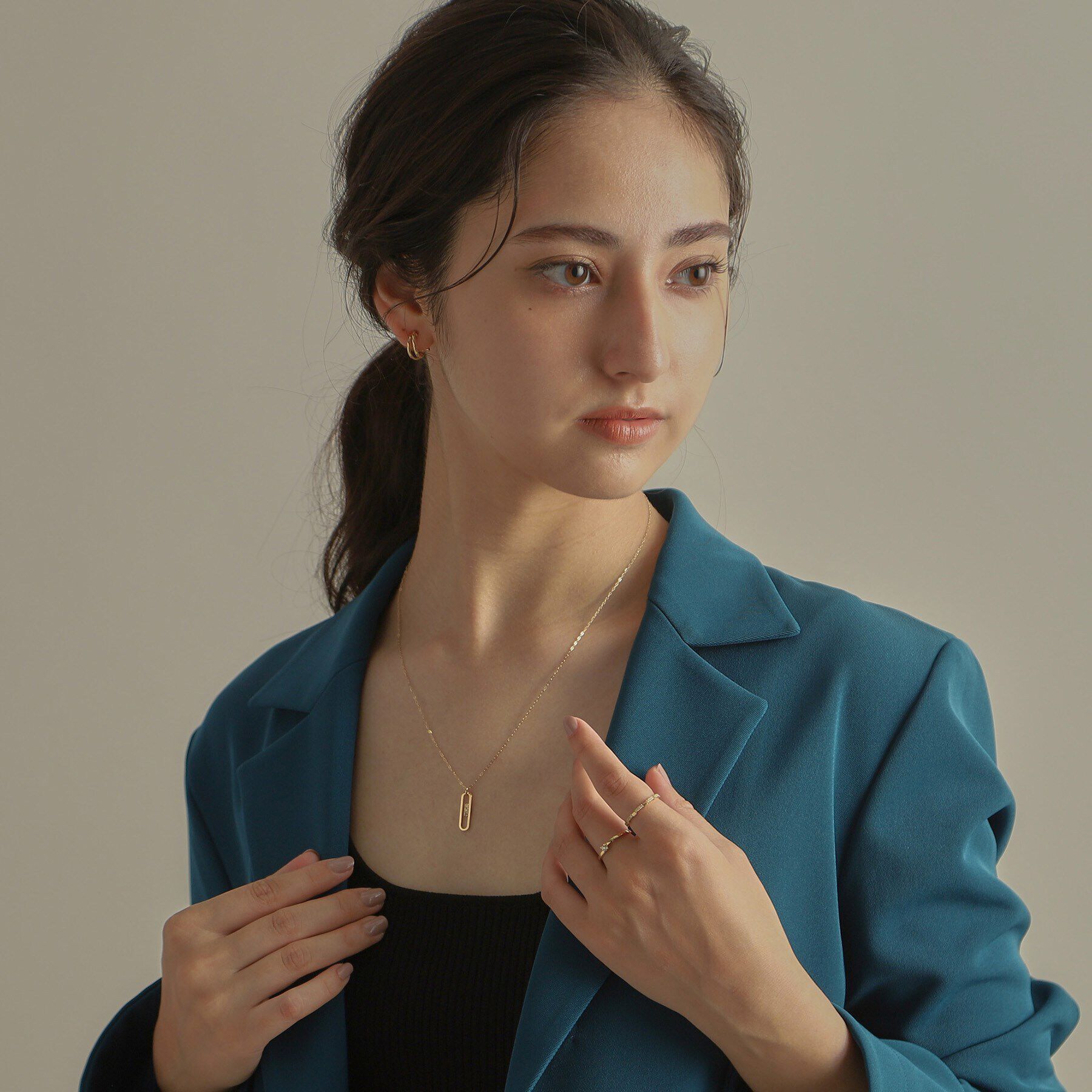 COCOSHNIK「K10ダイヤモンド トラックフレーム ネックレス」|ネックレス|