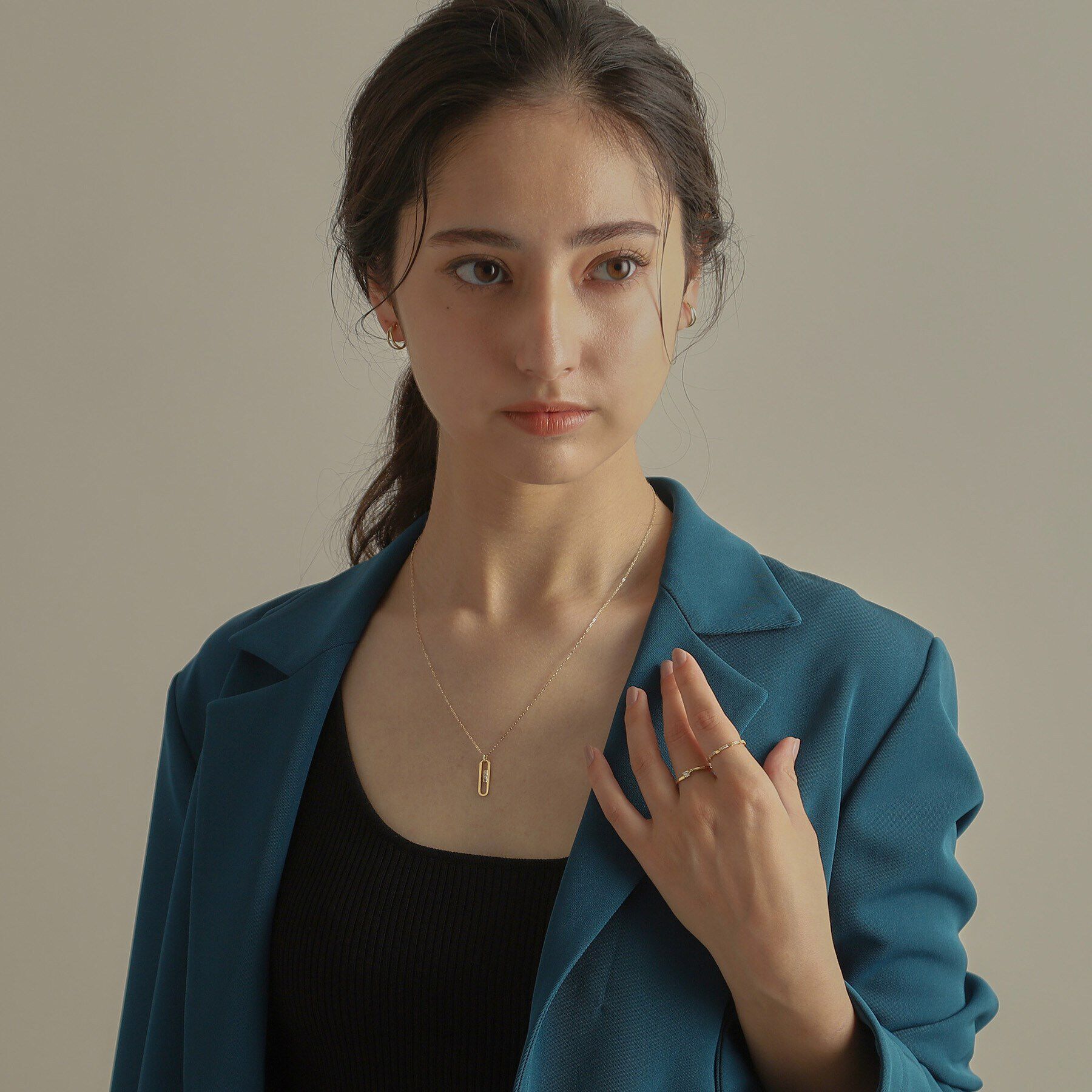 COCOSHNIK「K10ダイヤモンド トラックフレーム ネックレス」|ネックレス|