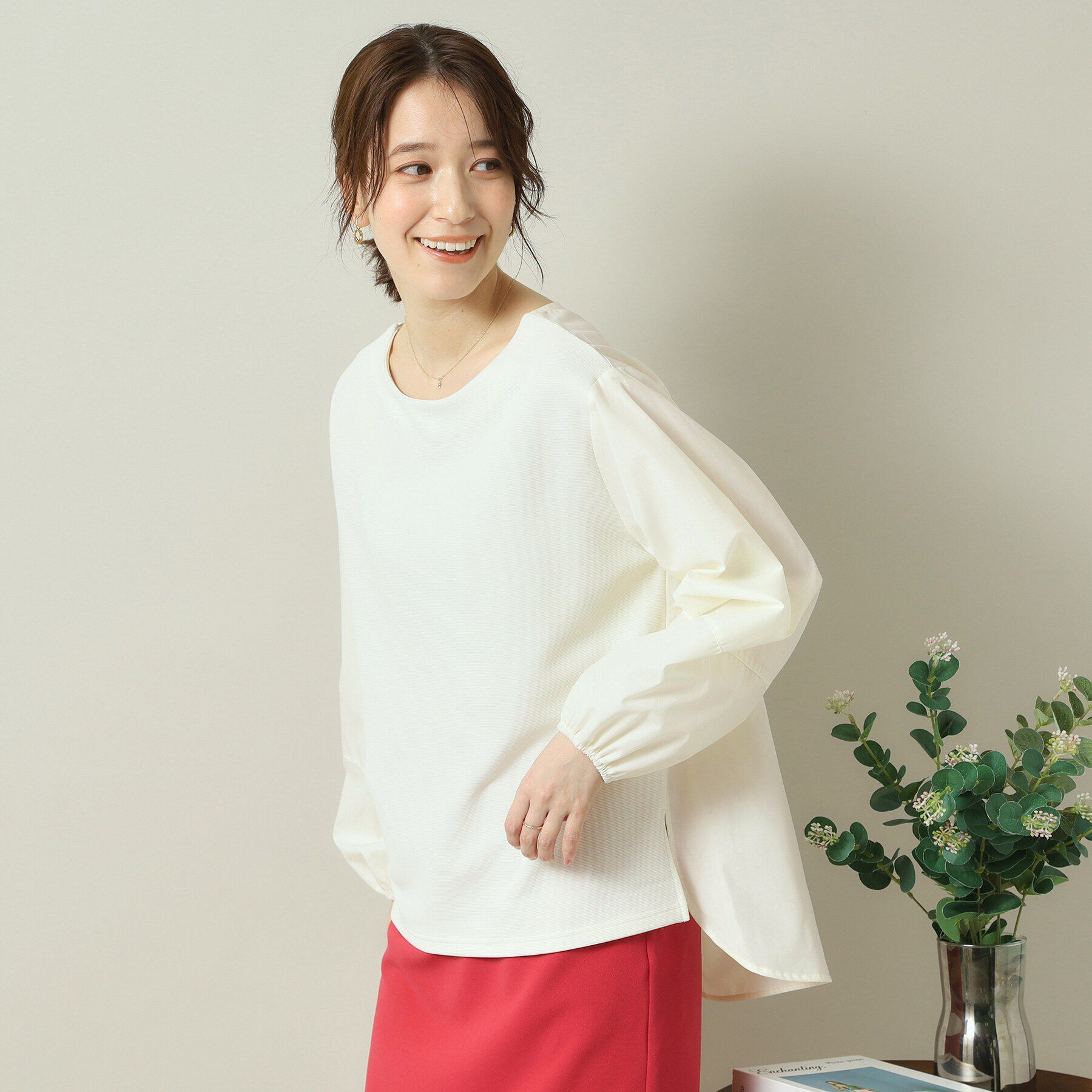 ITS&rsquo;DEMO「【洗濯機OK】異素材コンビリップルプルオーバー」|シャツ・ブラウス|