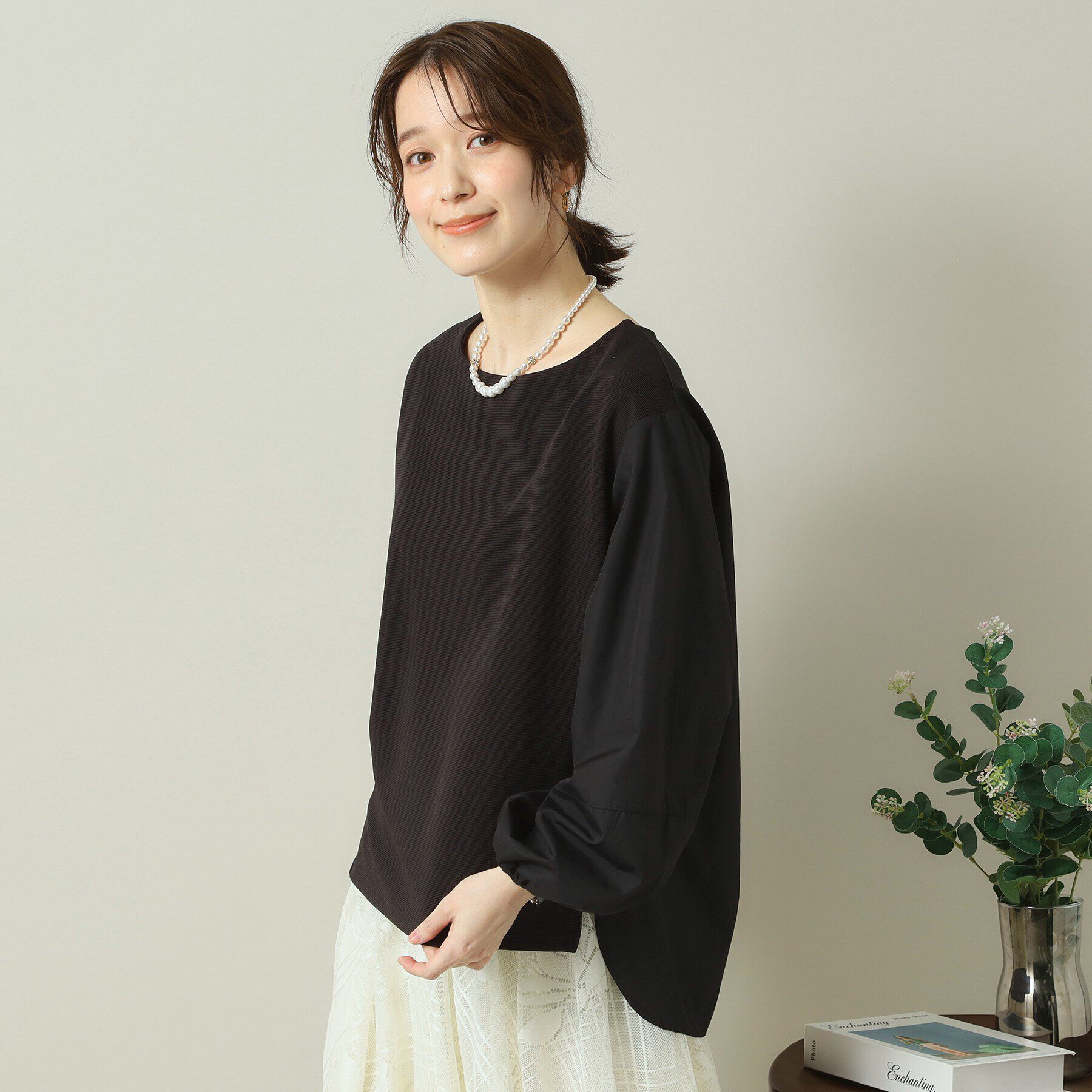 ITS&rsquo;DEMO「【洗濯機OK】異素材コンビリップルプルオーバー」|シャツ・ブラウス|