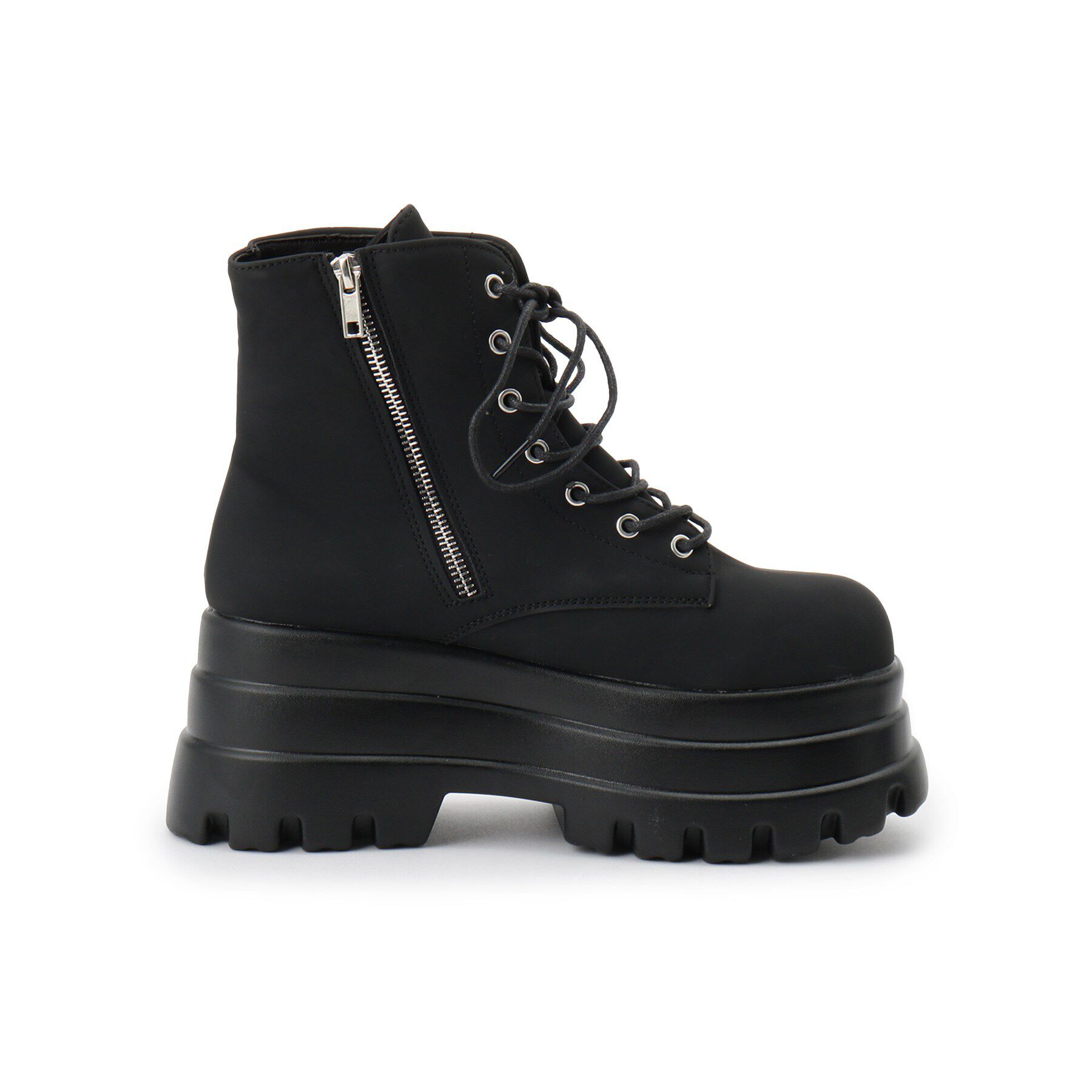 csT&P「厚底スクウェアレースアップブーツ」|ショートブーツ|