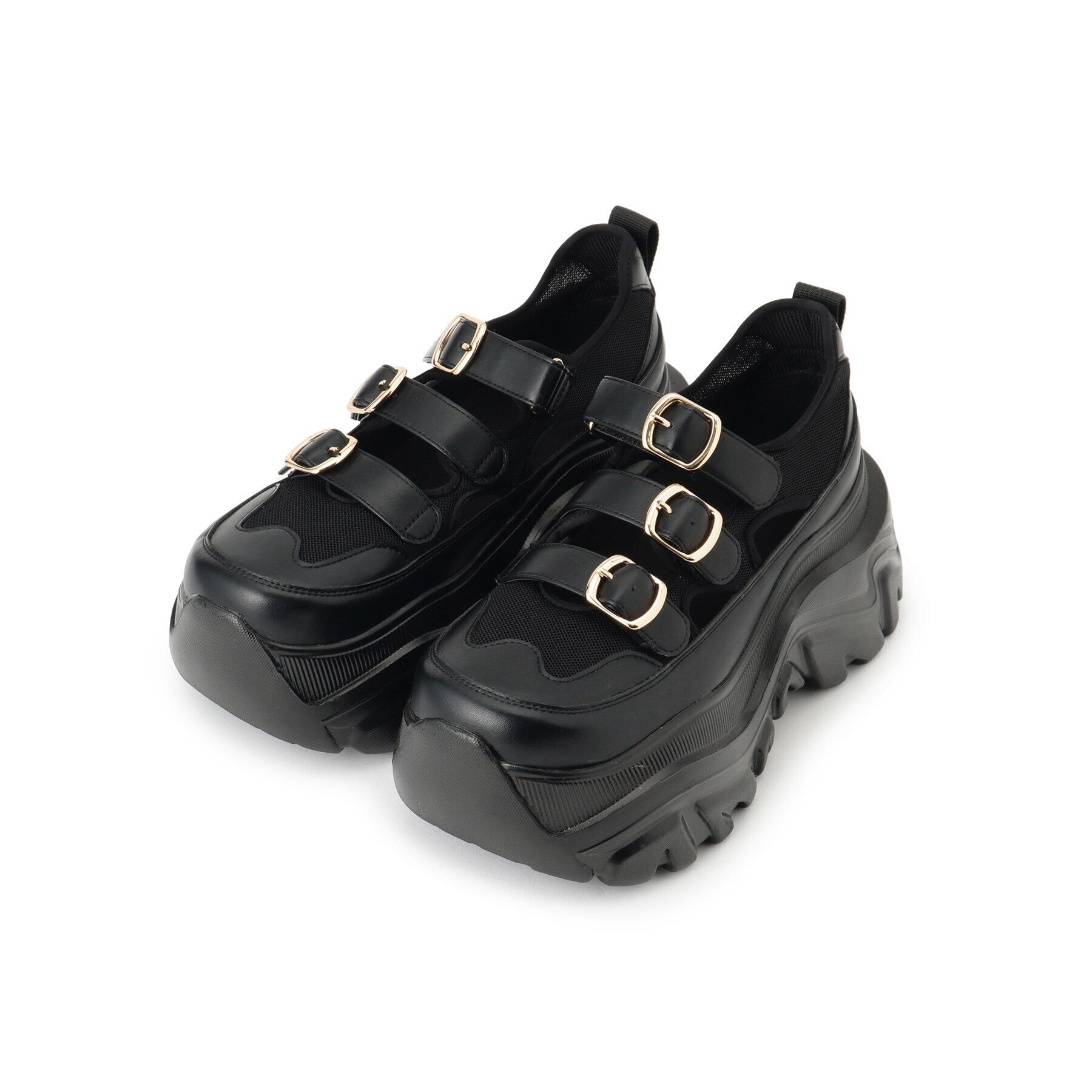 ESPERANZA「3本ベルト厚底メッシュスニーカー」|スニーカー|ﾌﾞﾗｯｸ(019)